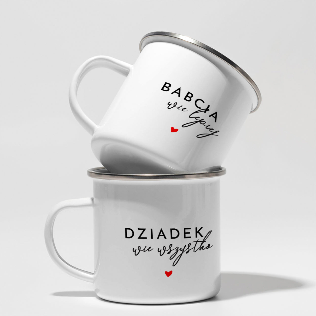 Emaliowane kubki dla Babci i Dziadka kubki na Dzień Babci i Dziadka prezent dla babci i dziadka