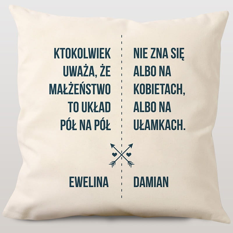 Poduszka na ślub cywilny prezent ślubny prezent dla pary młodej prezent na ślub cywilny personalizowana poduszka