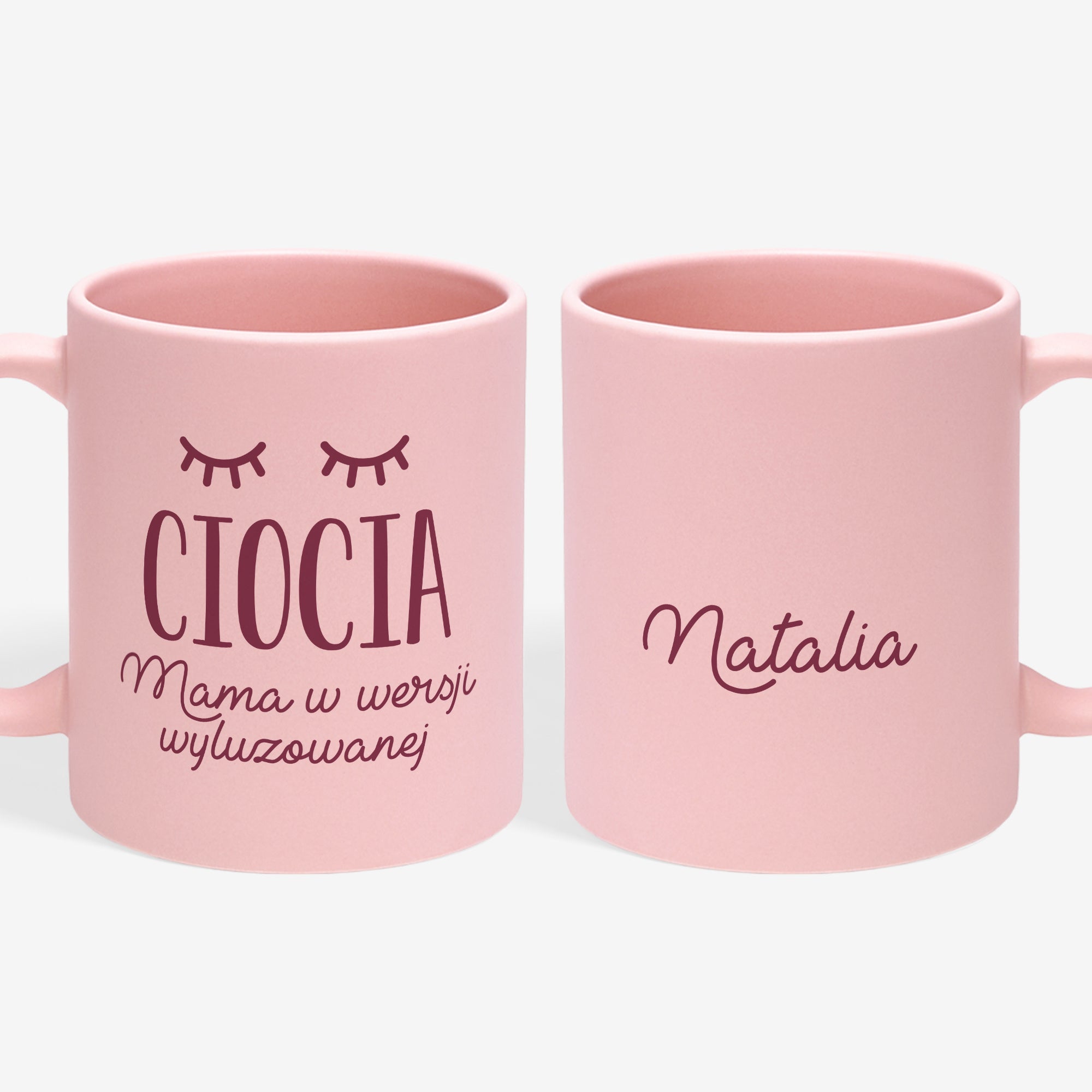 Różowy kubek na imieniny dla cioci prezent na imieniny kubek z imieniem prezent dla cioci 