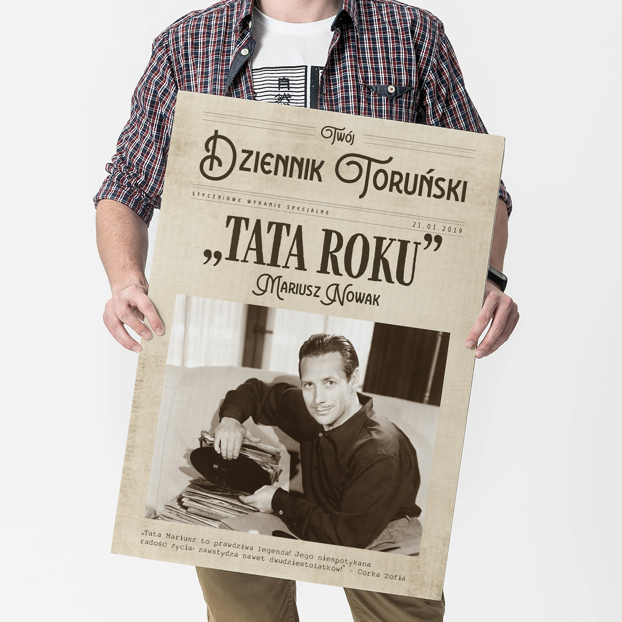 Duża kartka ze zdjęciem - Dziennik - prezent na Dzień Ojca prezent dla taty prezent na dzień taty kartka dla taty