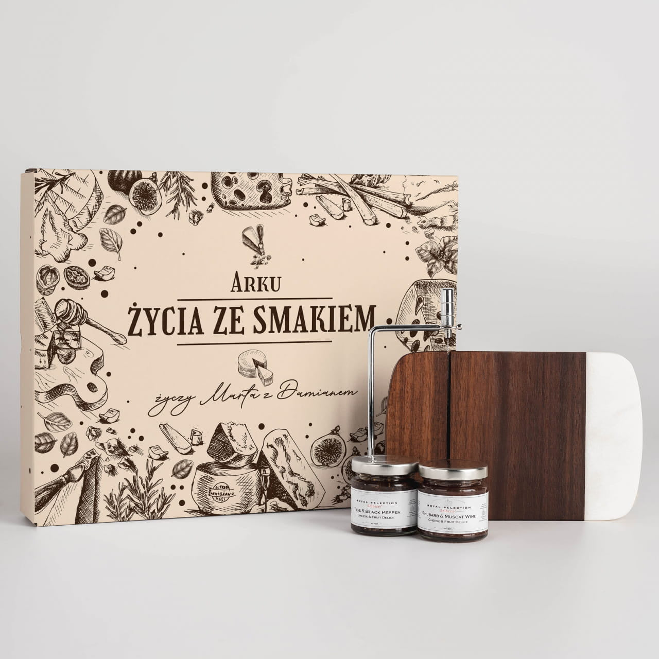 Deska i konfitury do serów - ekskluzywny prezent kulinarny prezent dla kucharza zestaw konfitur deska do sera