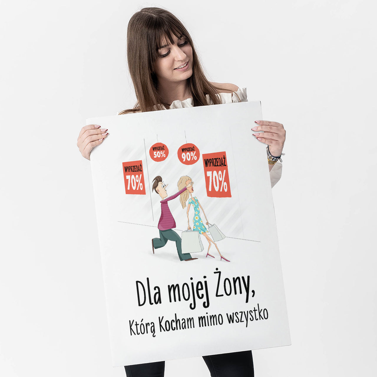 Kartka personalizowana xxl dla zakupoholiczki prezent dla żony prezent na urodziny dla żony personalizowana kartka