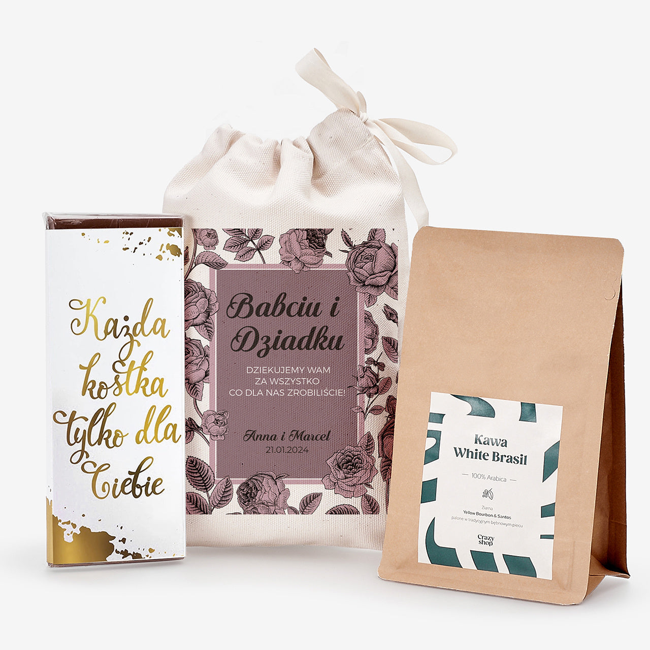 Personalizowany prezent - kawa dla babci i dziadka zestaw dla babci i dziadka prezent dla babci i dziadka