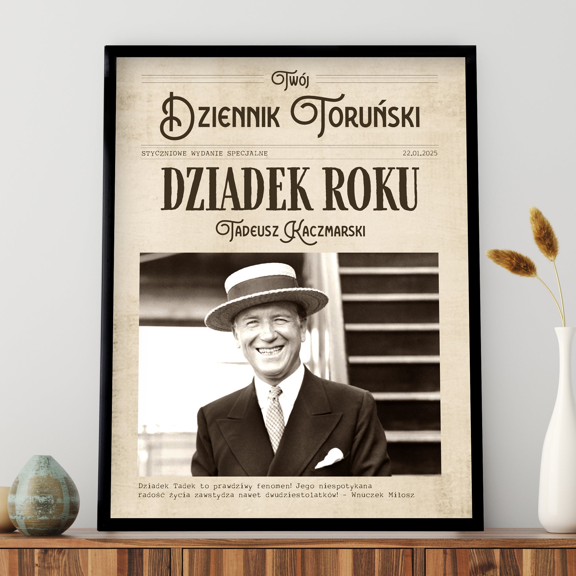 Plakat dla dziadka - Dziadek Roku prezent na Dzień Dziadka plakat ze zdjęciem prezent dla dziadka na urodziny