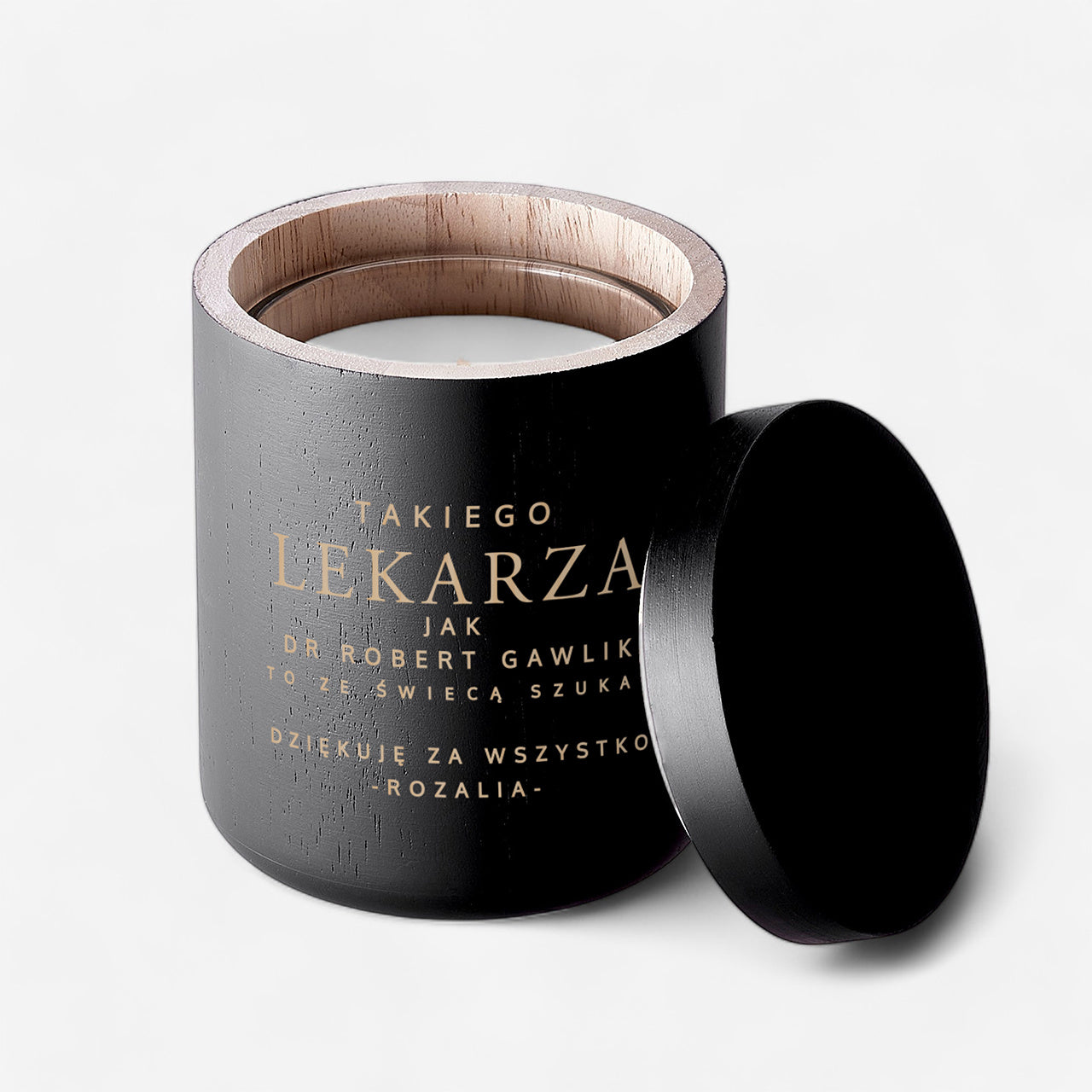 Świeca z grawerem na prezent dla lekarza świeca zapachowa na prezent personalizowana świeca 