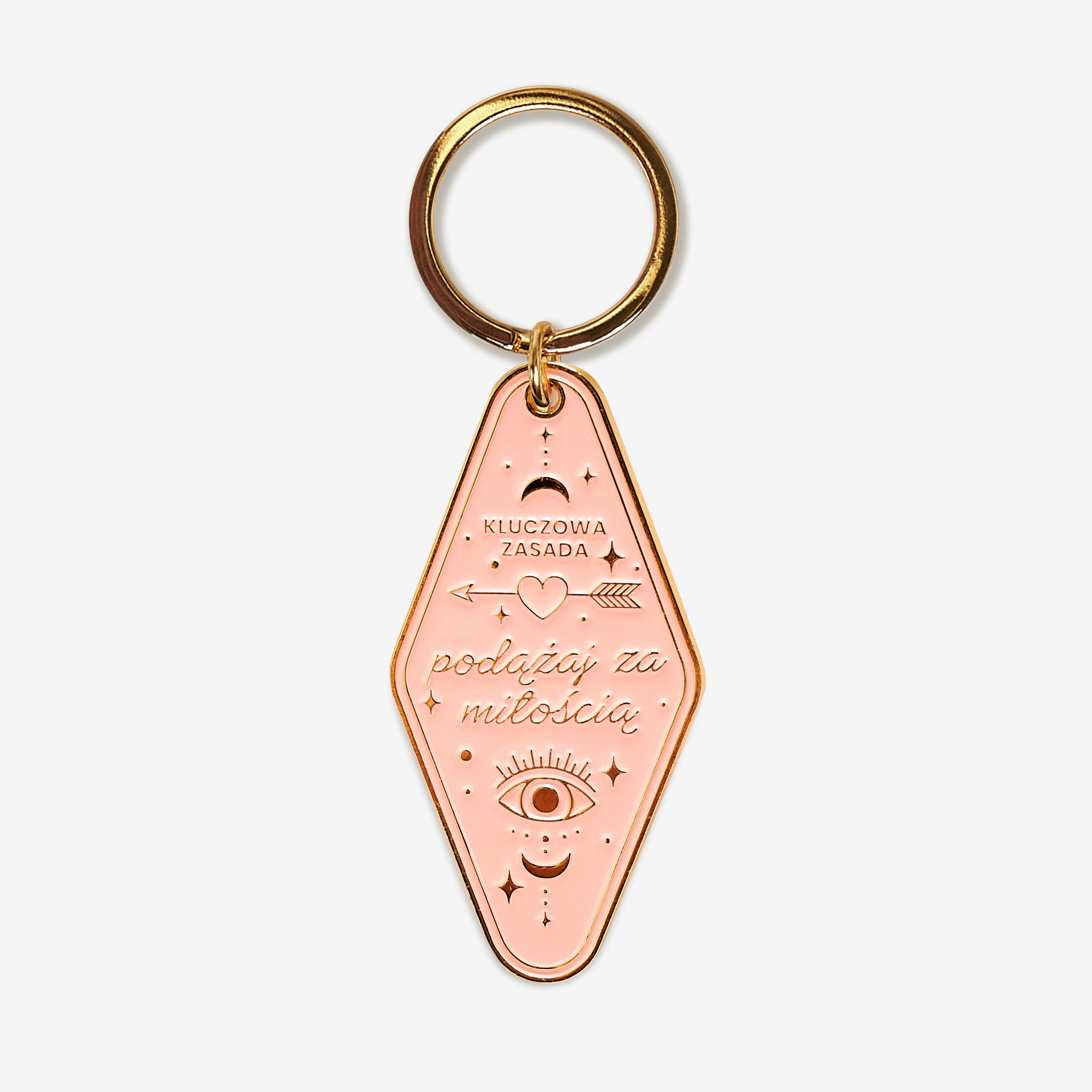 Breloczek emaliowany na prezent dla przyjaciółki - Podążaj za miłością breloczek na urodziny dla przyjaciółki