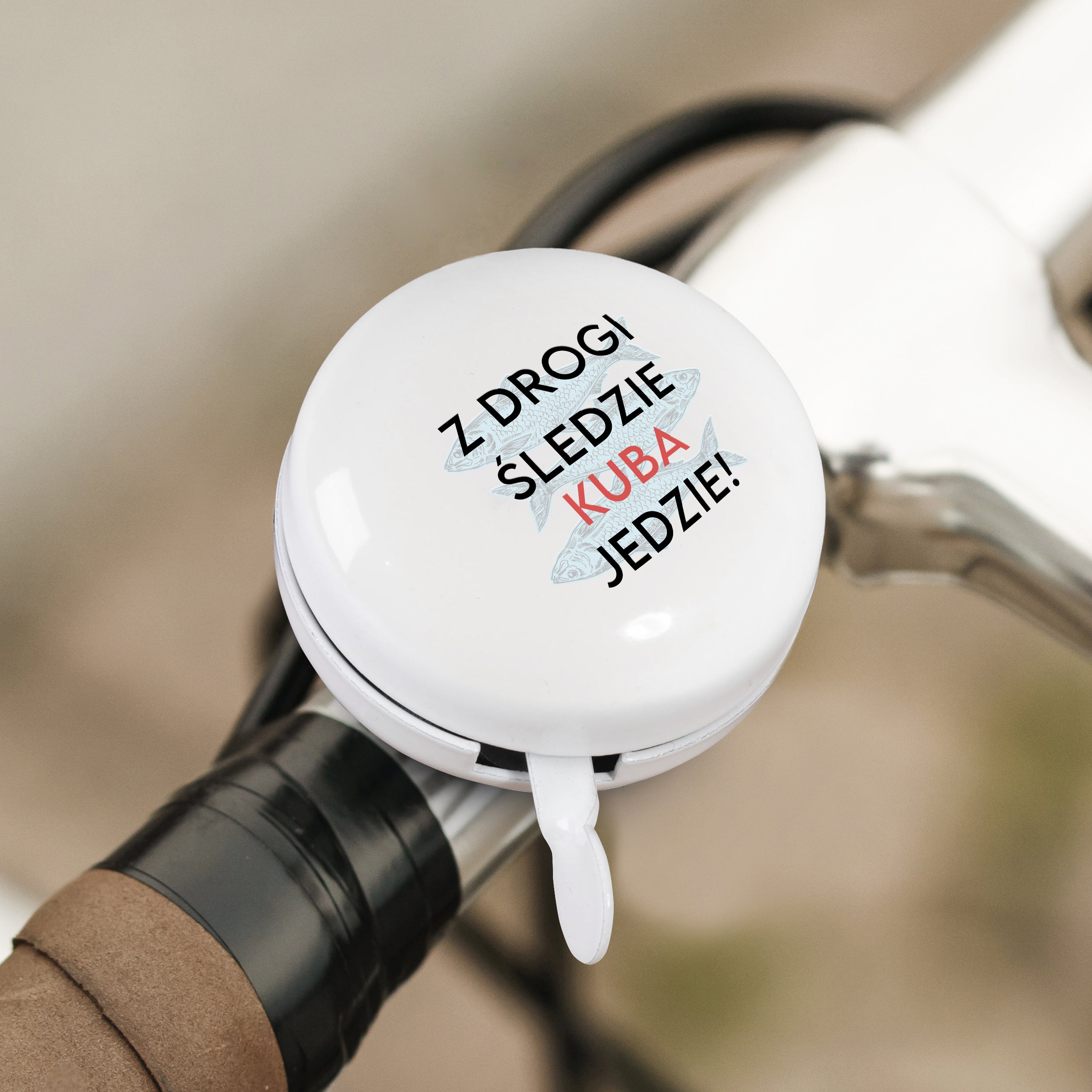 Dzwonek rowerowy ze śmiesznym napisem i imieniem - prezent dla rowerzysty