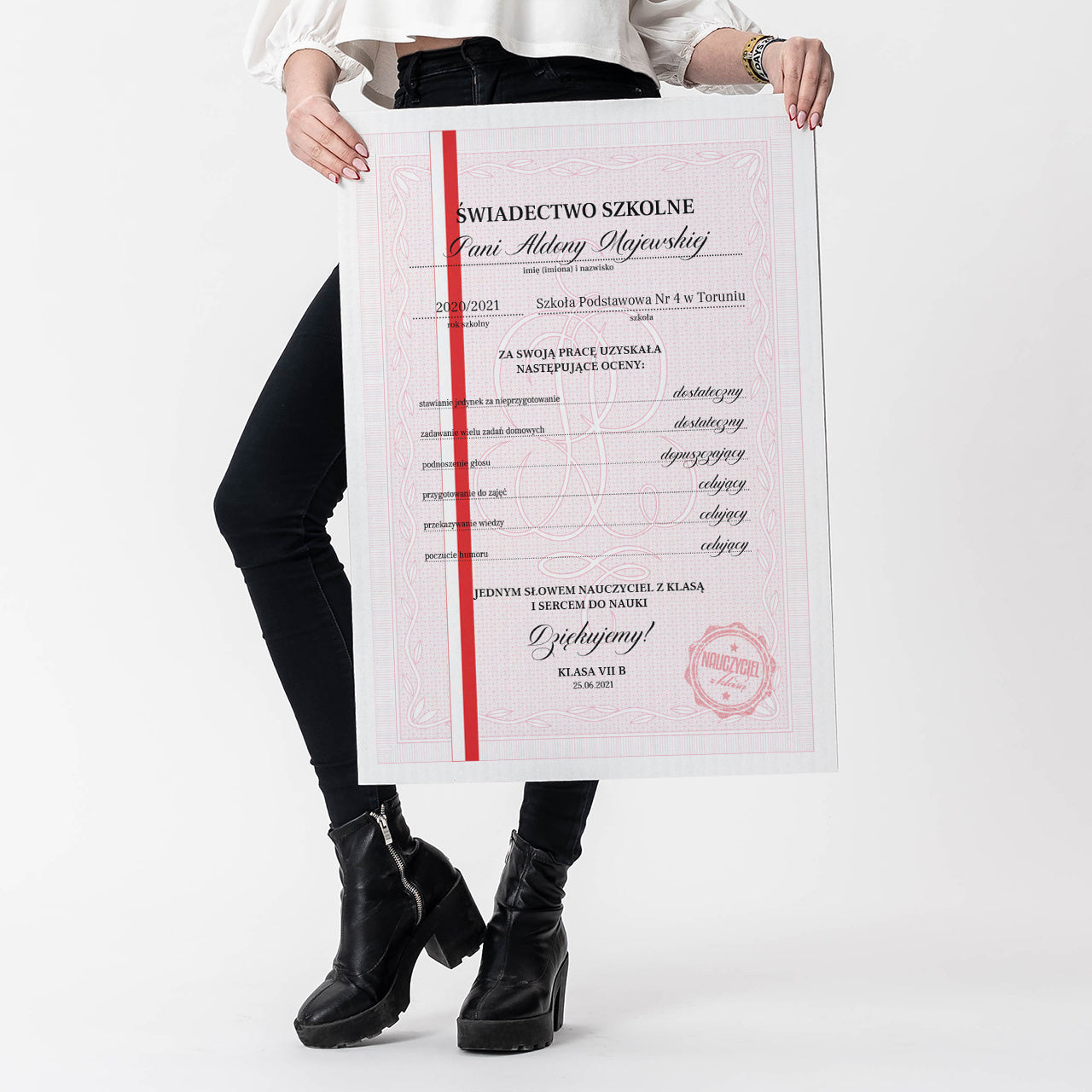 Personalizowana kartka xxl dla nauczyciela prezent dla nauczyciela prezent na zakończenie roku szkolnego