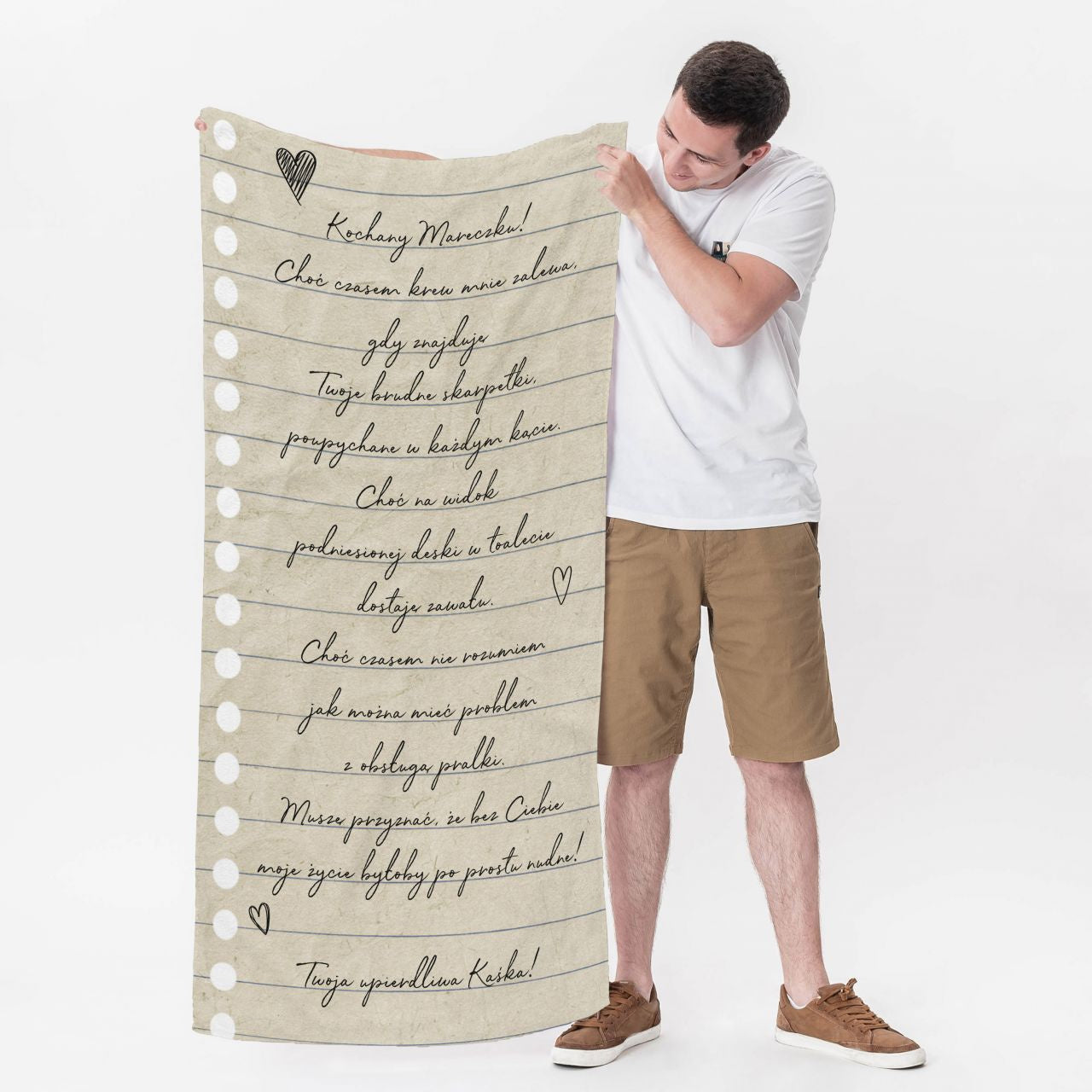 Personalizowany ręcznik - prezent na walentynki dla chłopaka prezent dla męża na walentynki