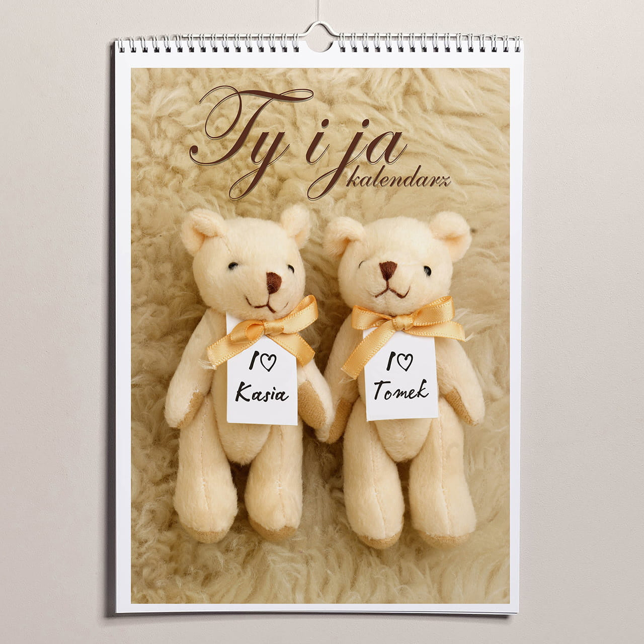 Personalizowany kalendarz wiszący dla pary na rocznicę ślubu