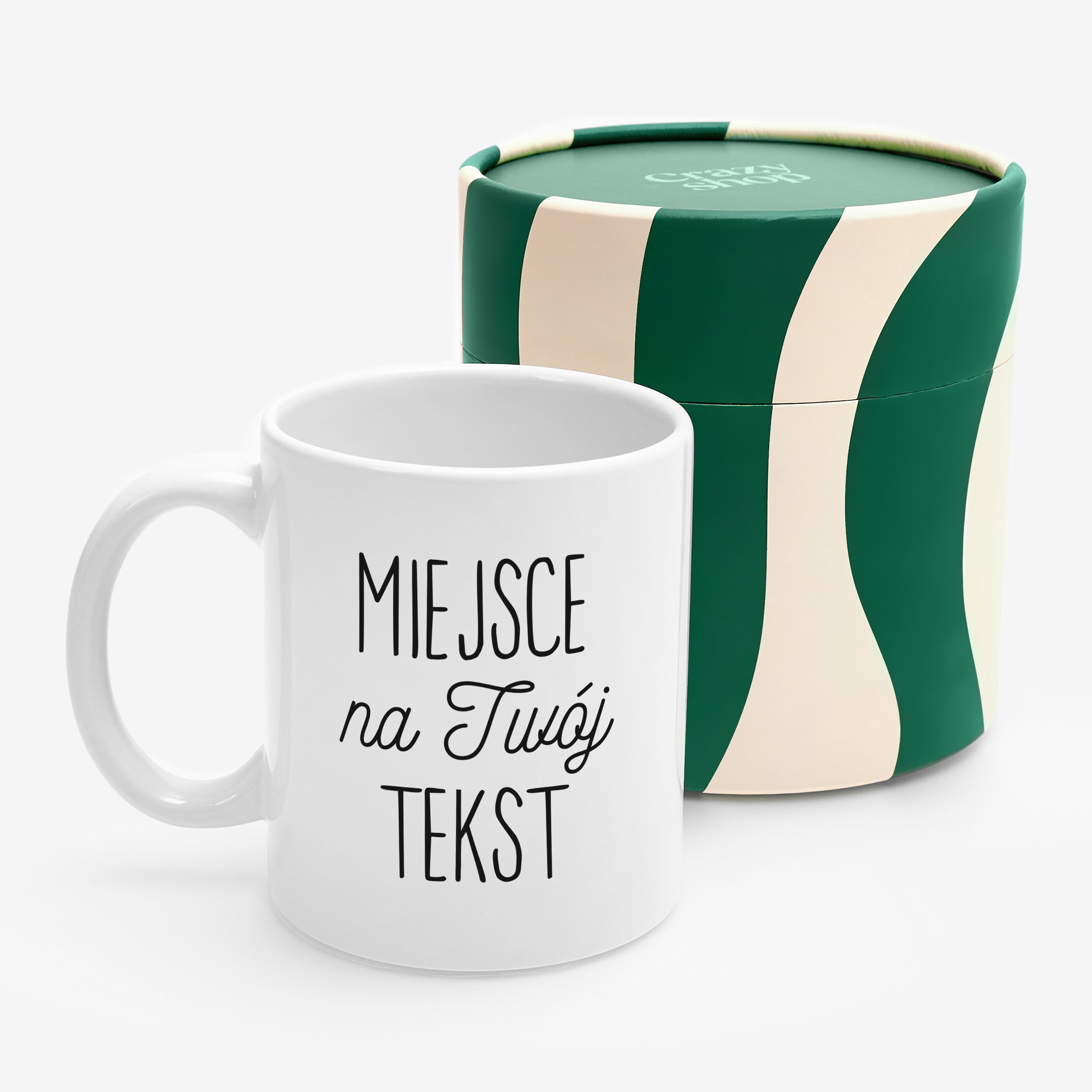 Kubek z tubą prezentową - Twój Tekst  prezent personalizowany kubek z własnym tekstem