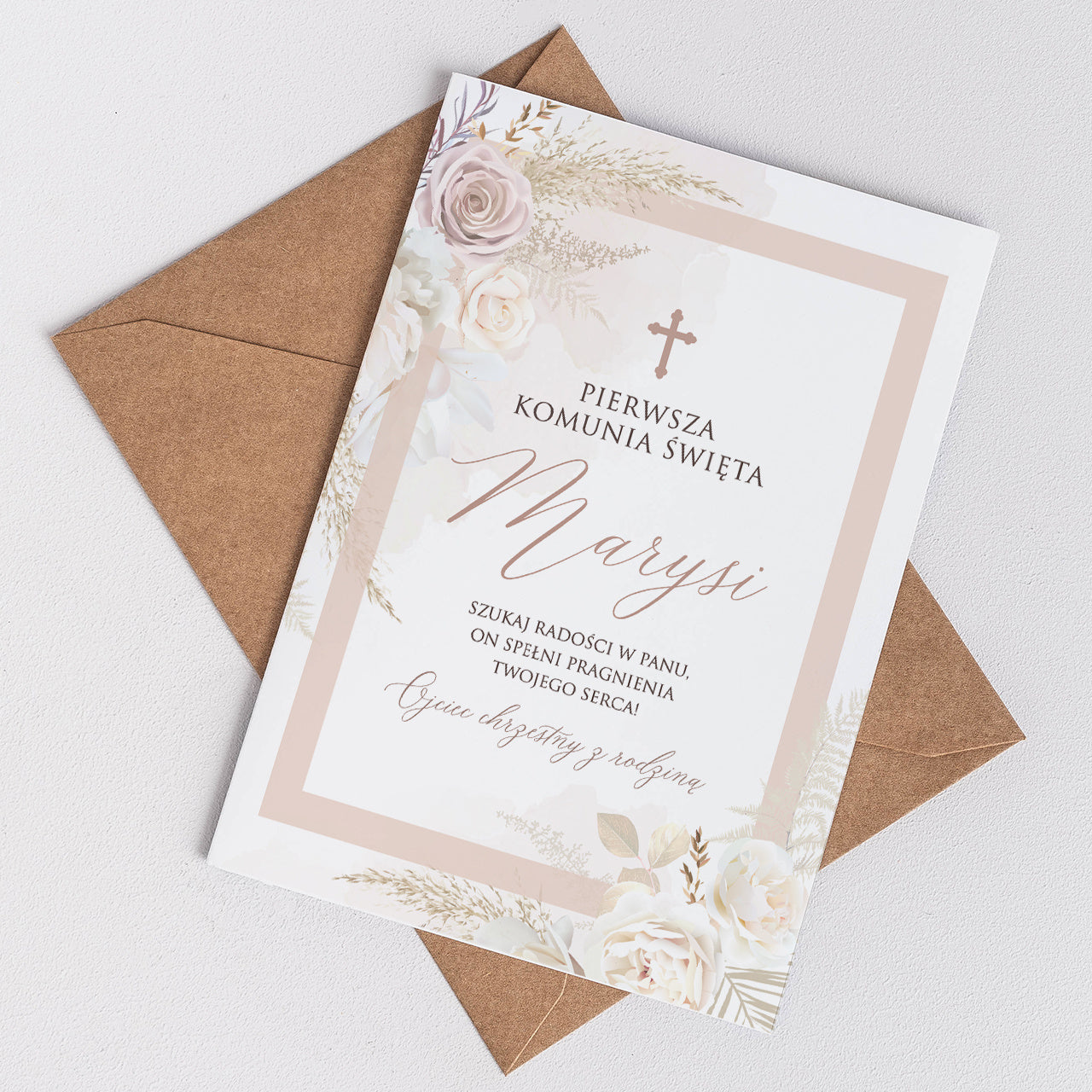 Kartka od Ojca Chrzestnego na Komunię