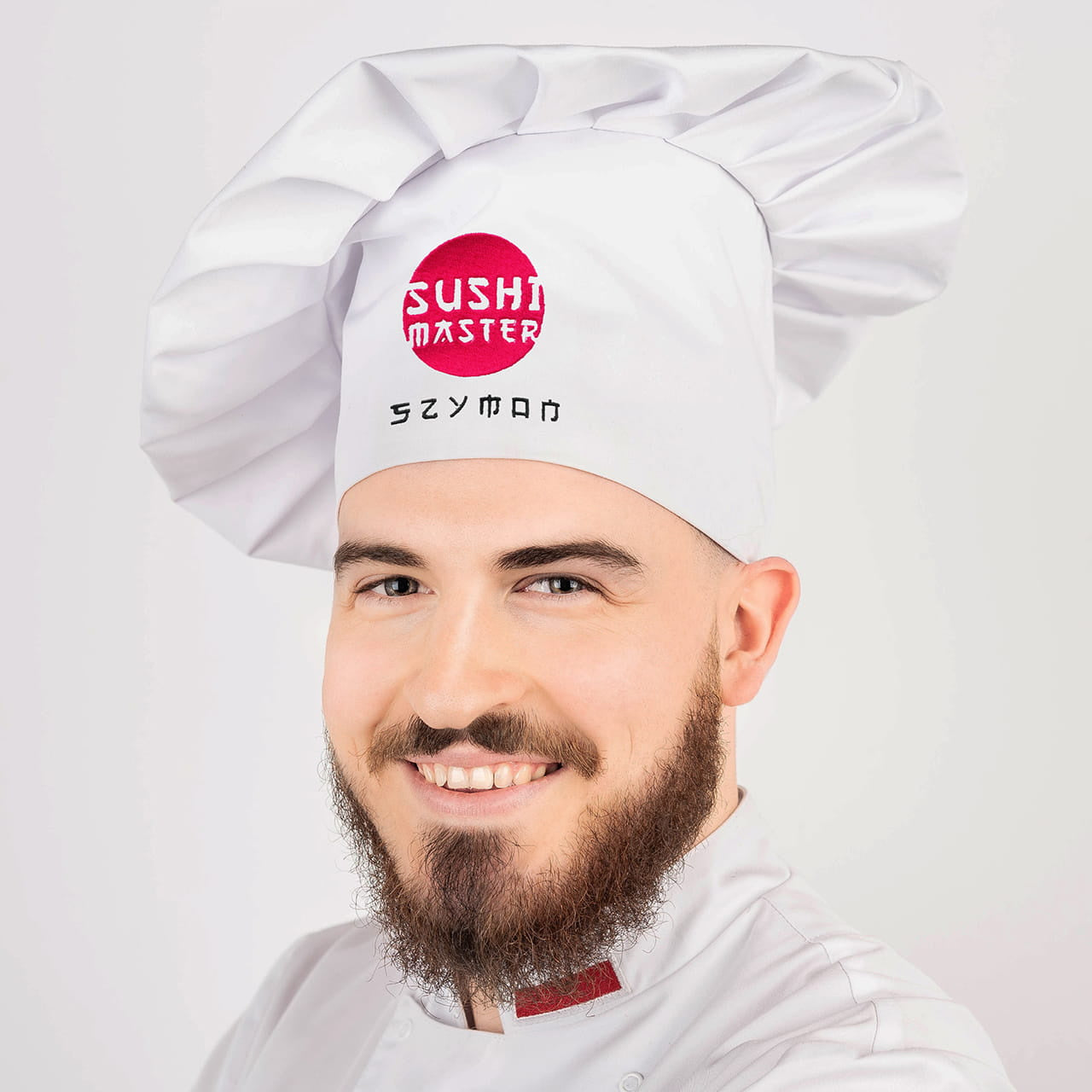 Czapka kucharska dla miłośnika sushi - sushi master personalizowana czapka kucharska prezent dla fana sushi 