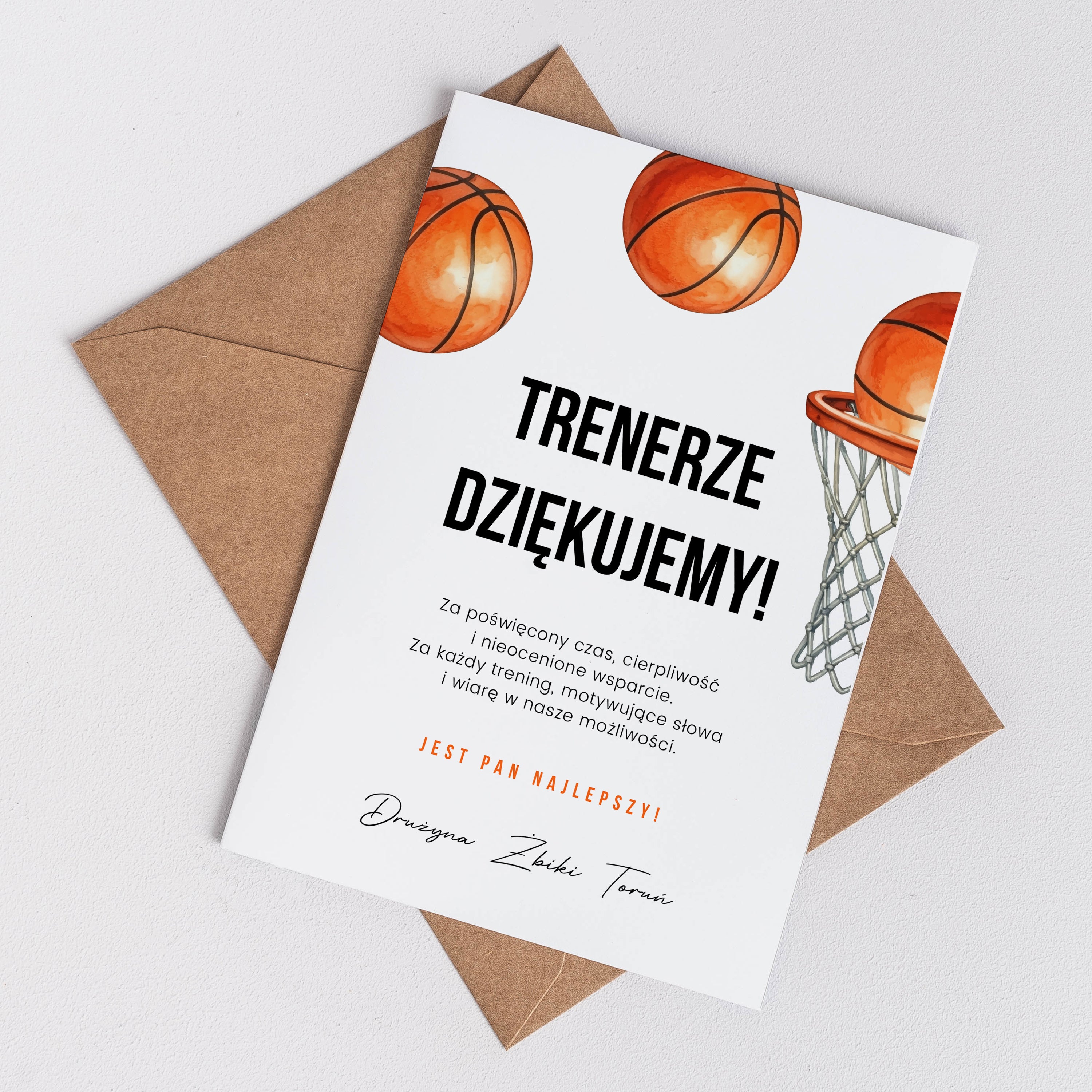 Kartka dla trenera koszykówki podziękowanie dla trenera