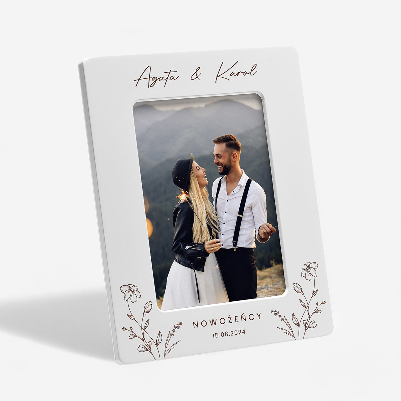 Grawerowana ramka ślubna dla Nowożeńców