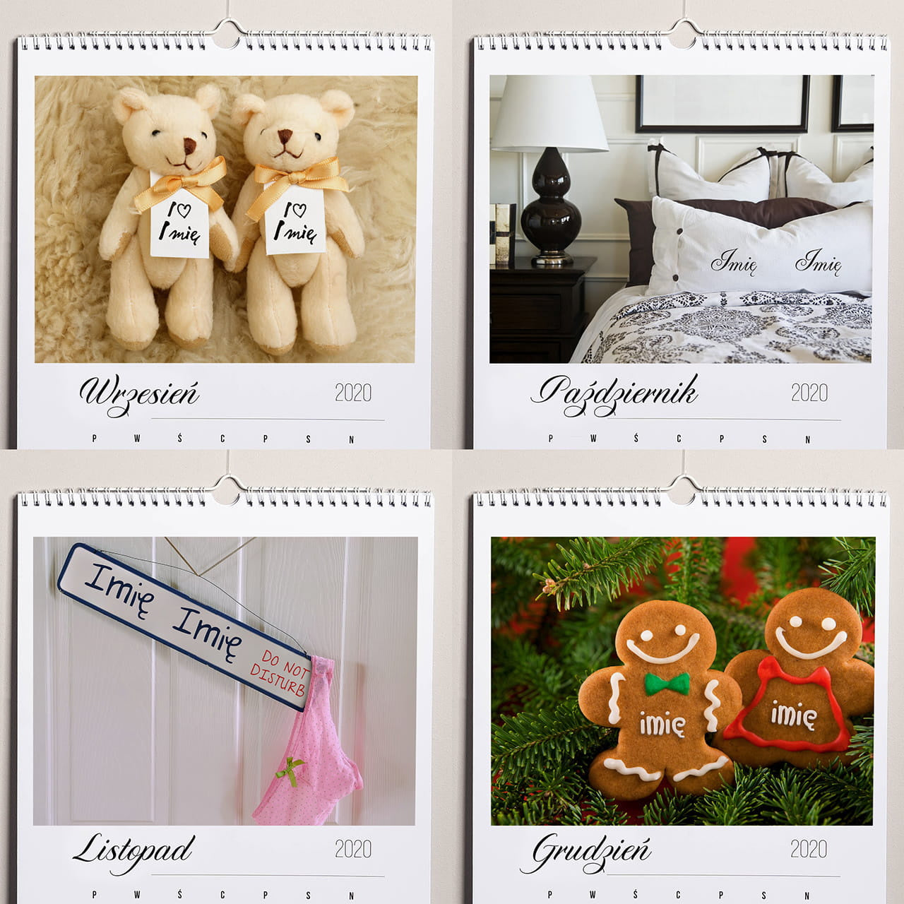 Personalizowany kalendarz wiszący dla pary na rocznicę ślubu