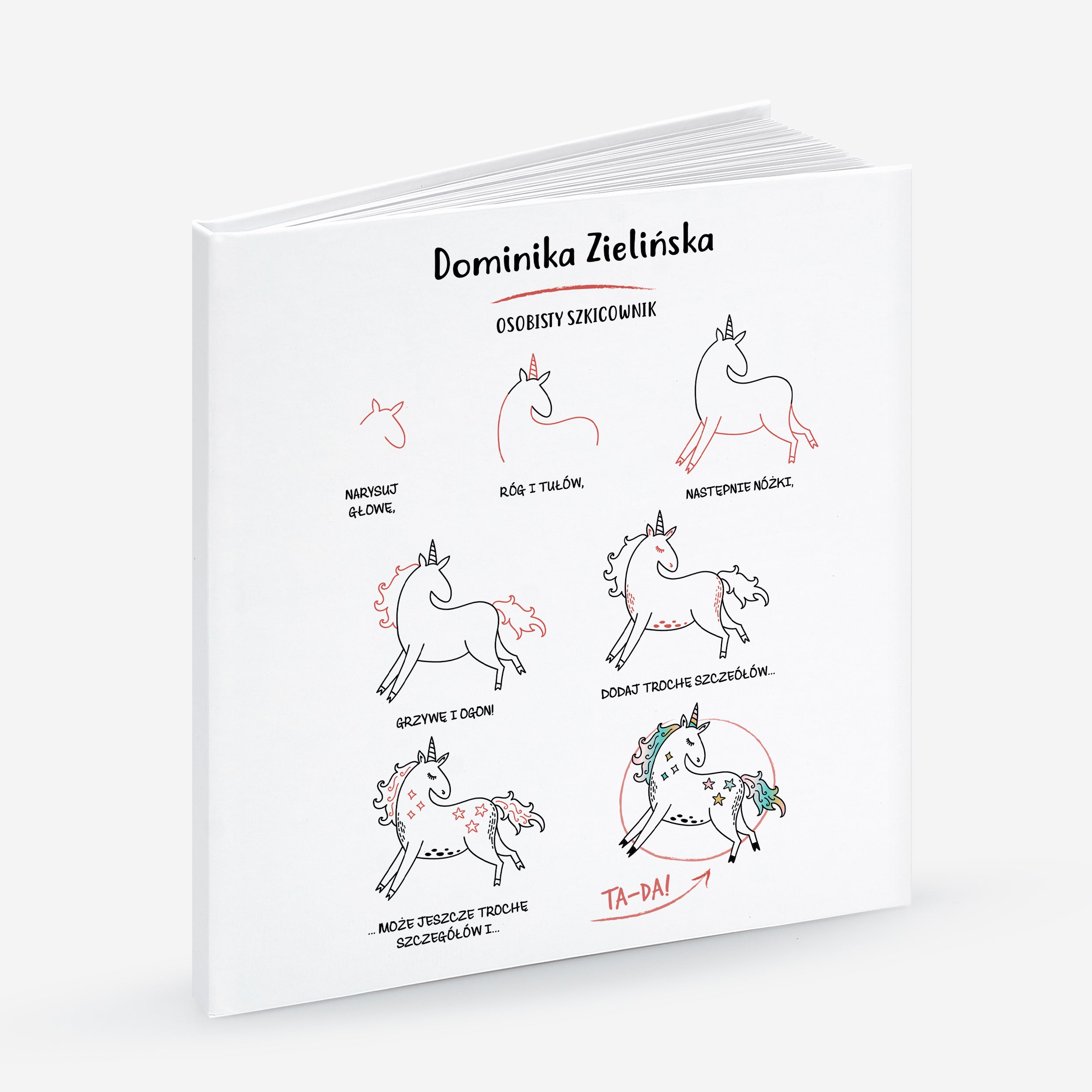Szkicownik dla dziewczynki - personalizowany jednorożec