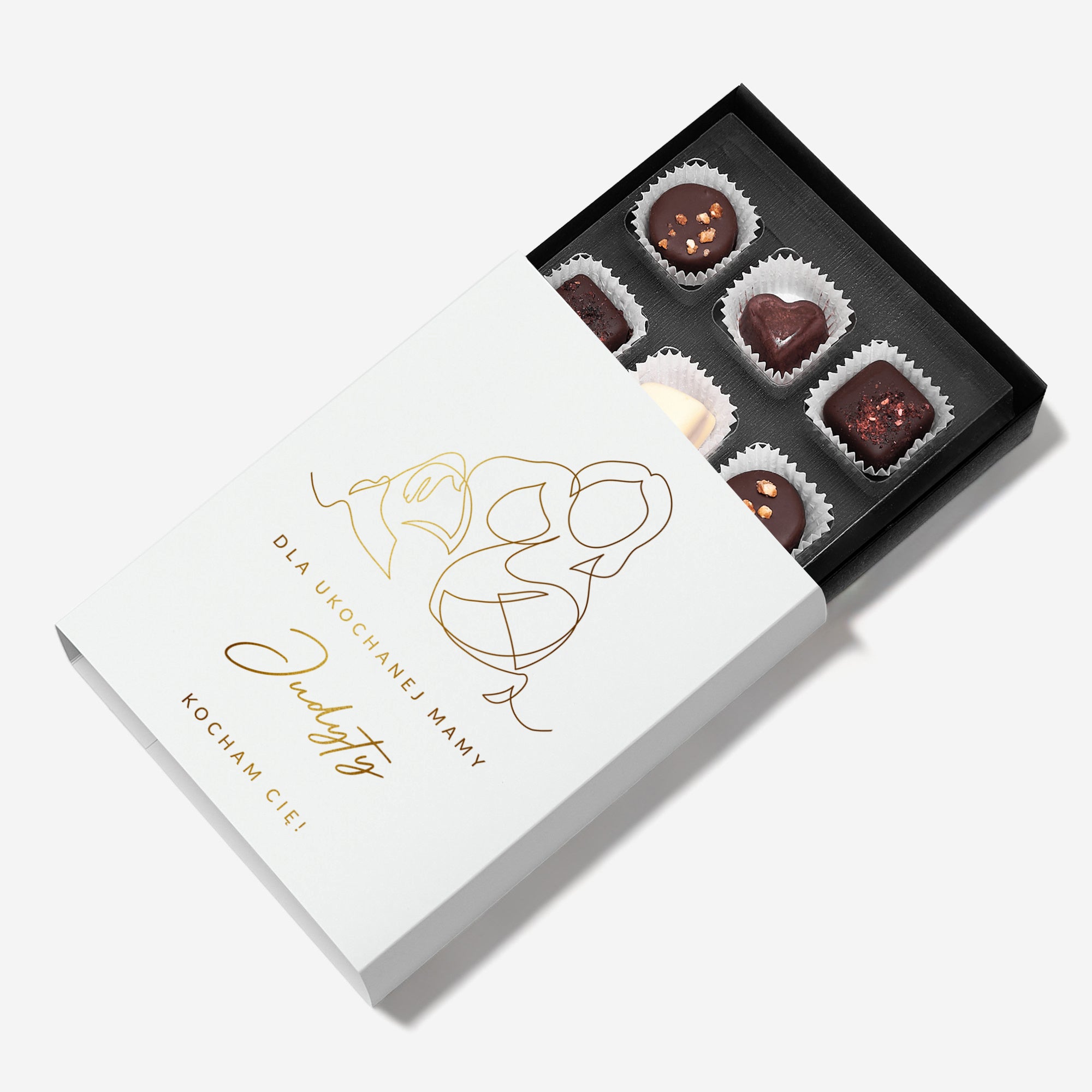 Czekoladki personalizowane ze złoceniem na Dzień Mamy słodki prezent dla mamy prezent na Dzień Mamy