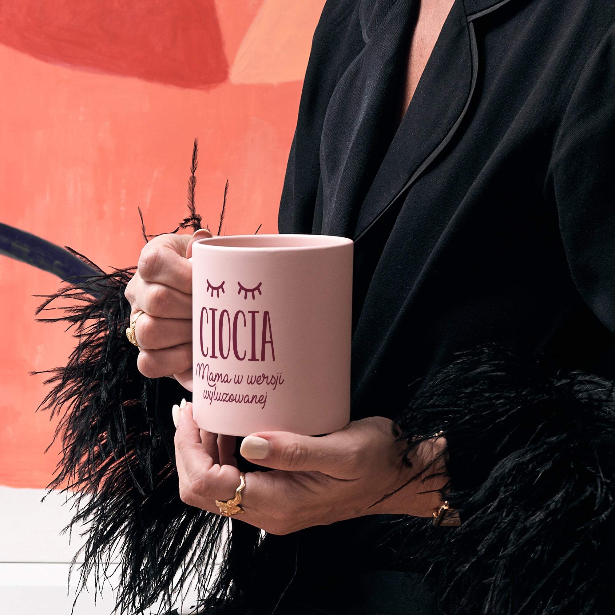 Różowy kubek na imieniny dla cioci prezent na imieniny kubek z imieniem prezent dla cioci 