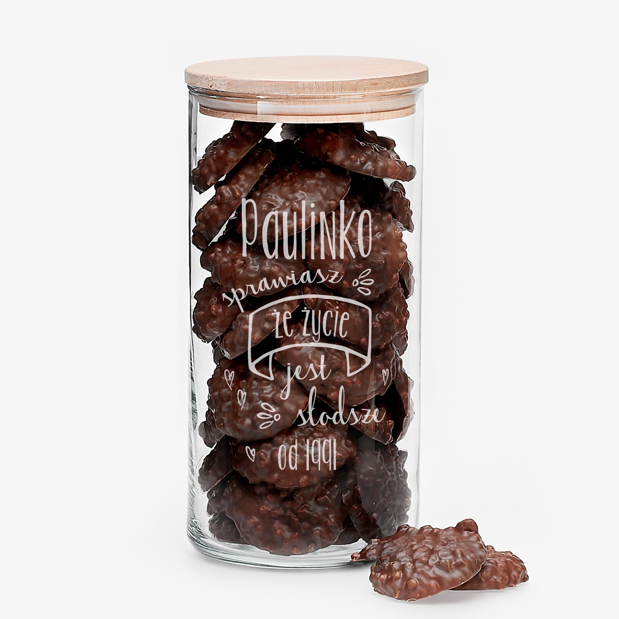 Grawerowany słoik na słodycze - prezent dla ukochanej prezent dla dziewczyny prezent na urodziny dla ukochanej