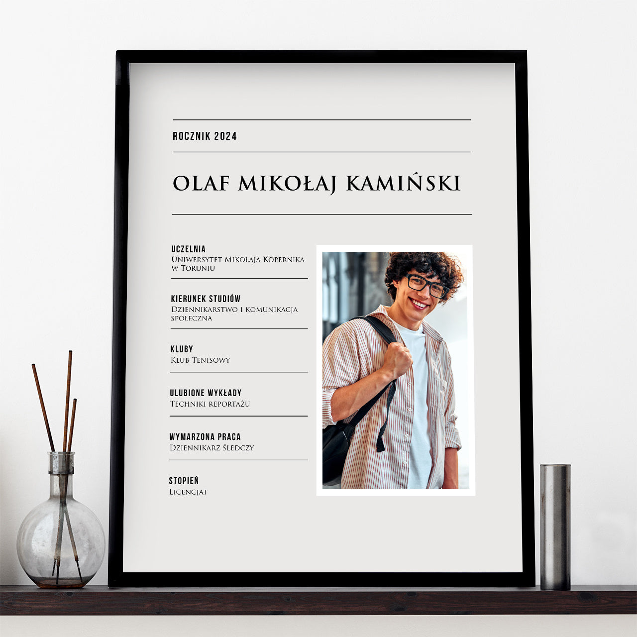 Plakat na obronę licencjatu personalizowany plakat ze zdjęciem prezent na licencjat dla absolwenta