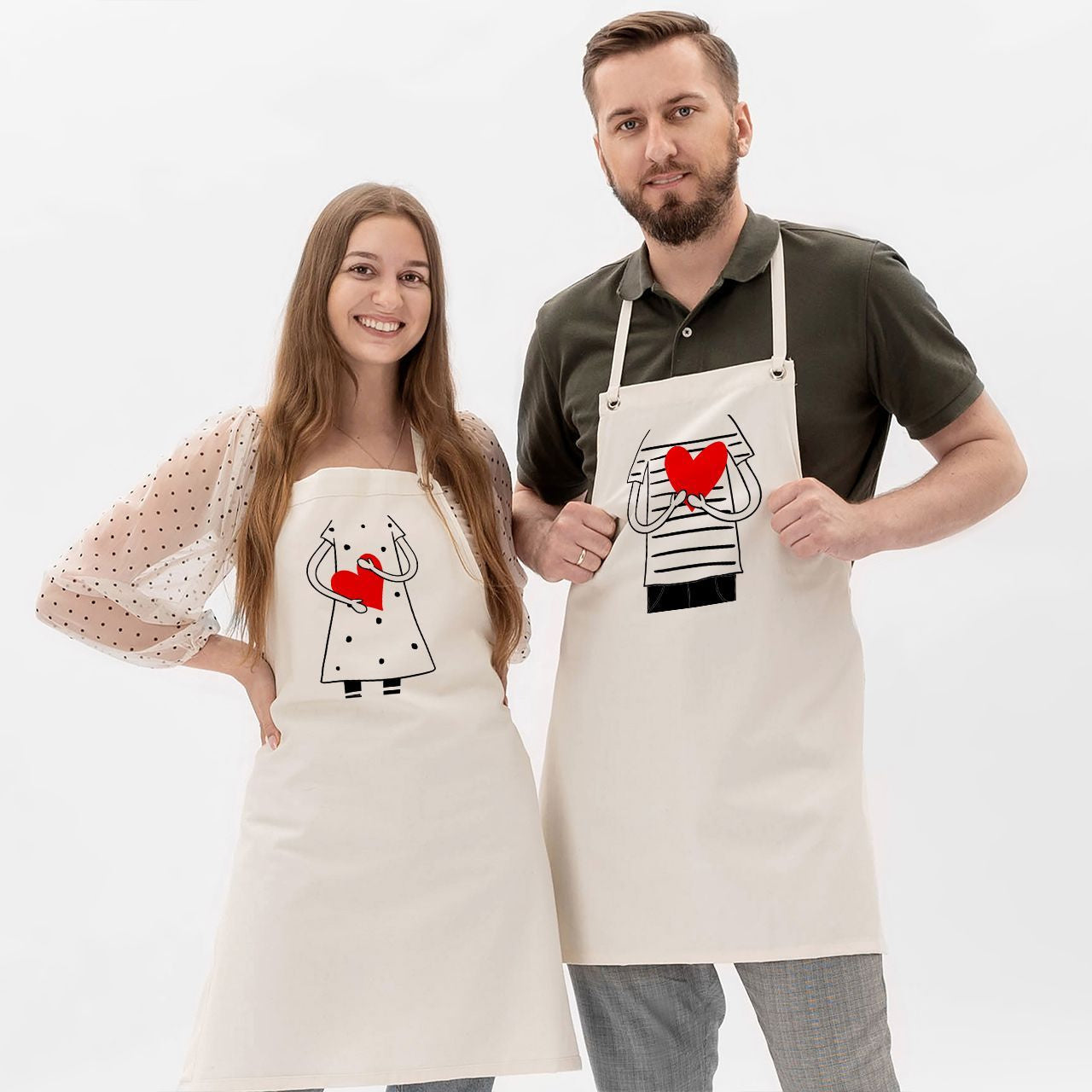 Dwa fartuchy dla pary na walentynki z personalizacją