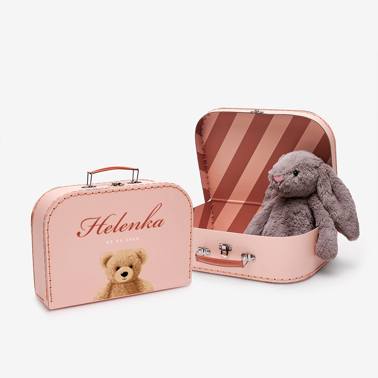Personalizowany kuferek z misiem dla dziecka drewniany kuferek z imieniem  idealny prezent dla dziewczynki na skarby i zabawki