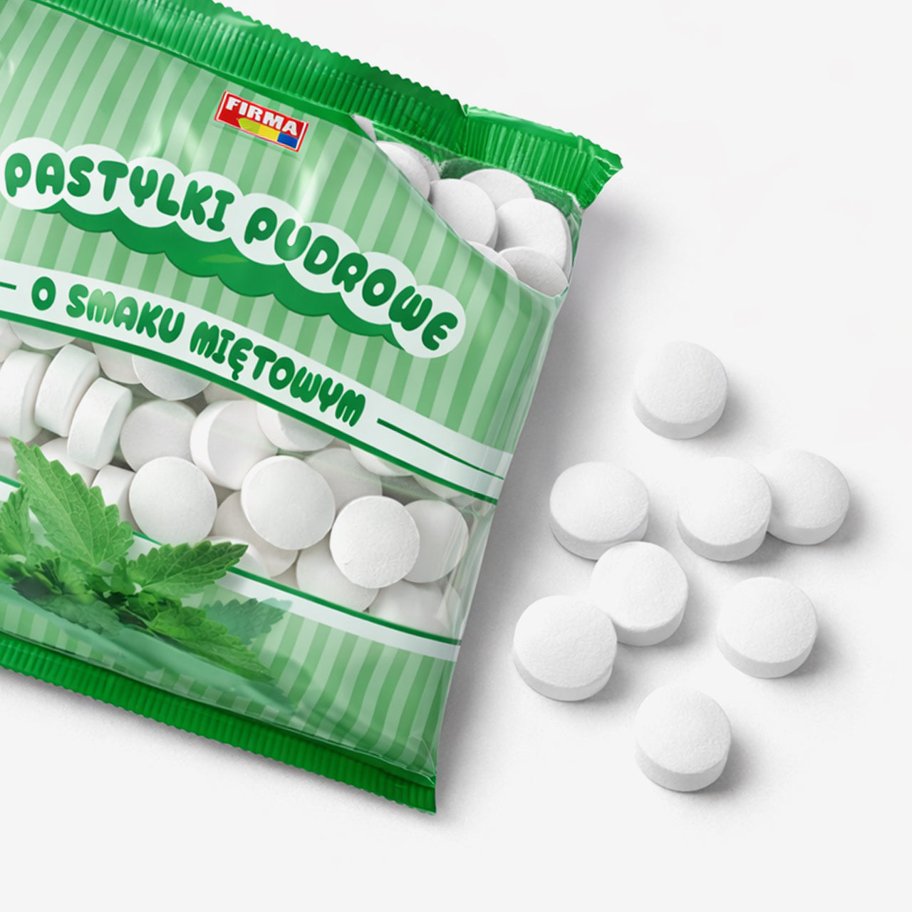 Pudrowe cukierki miętowe 150g pastylki pudrowe pastylki miętowe pastylki odświeżające