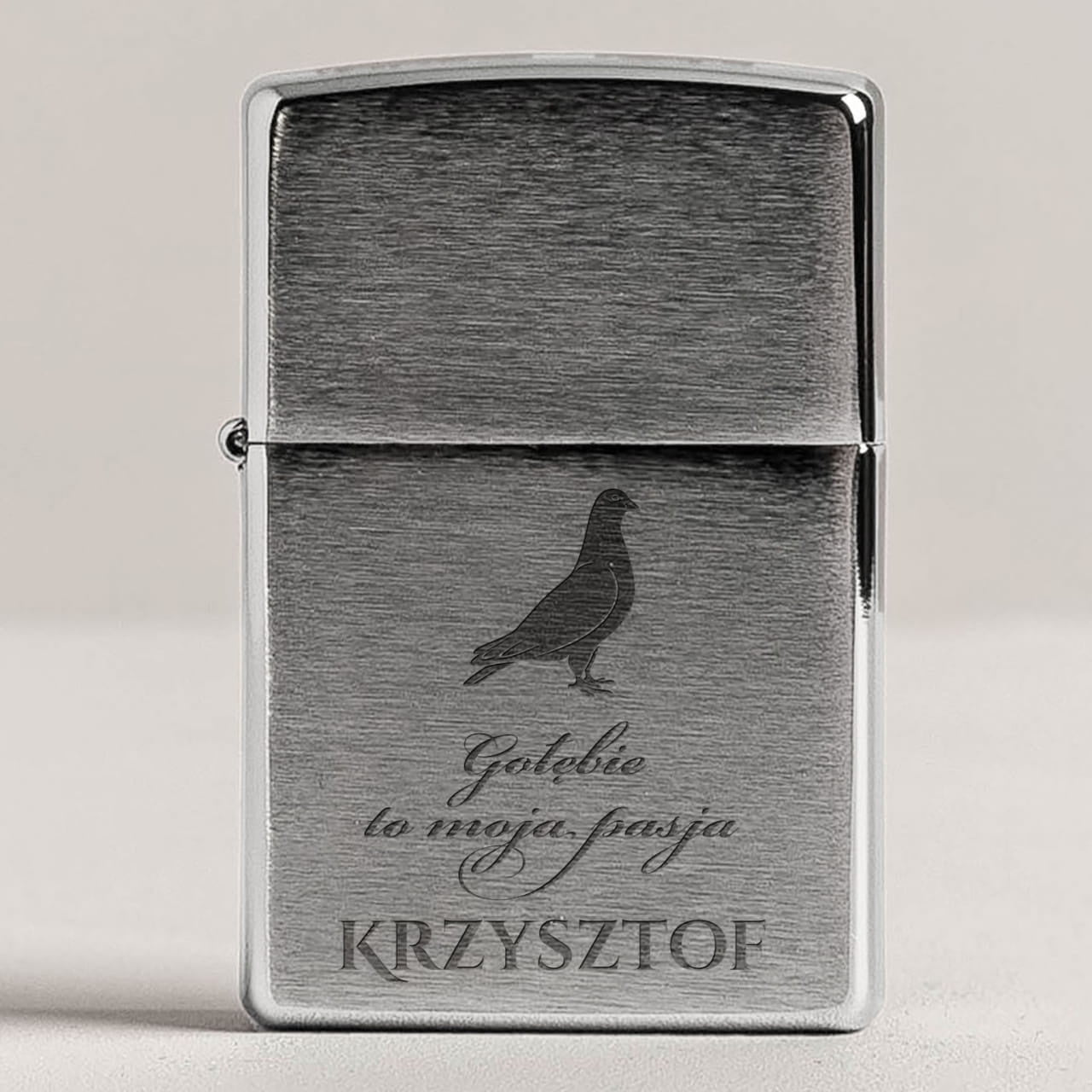 Zapalniczka grawerowana - prezent dla hodowcy gołębi pocztowych personalizowana zapalniczka prezent dla gołębiarza