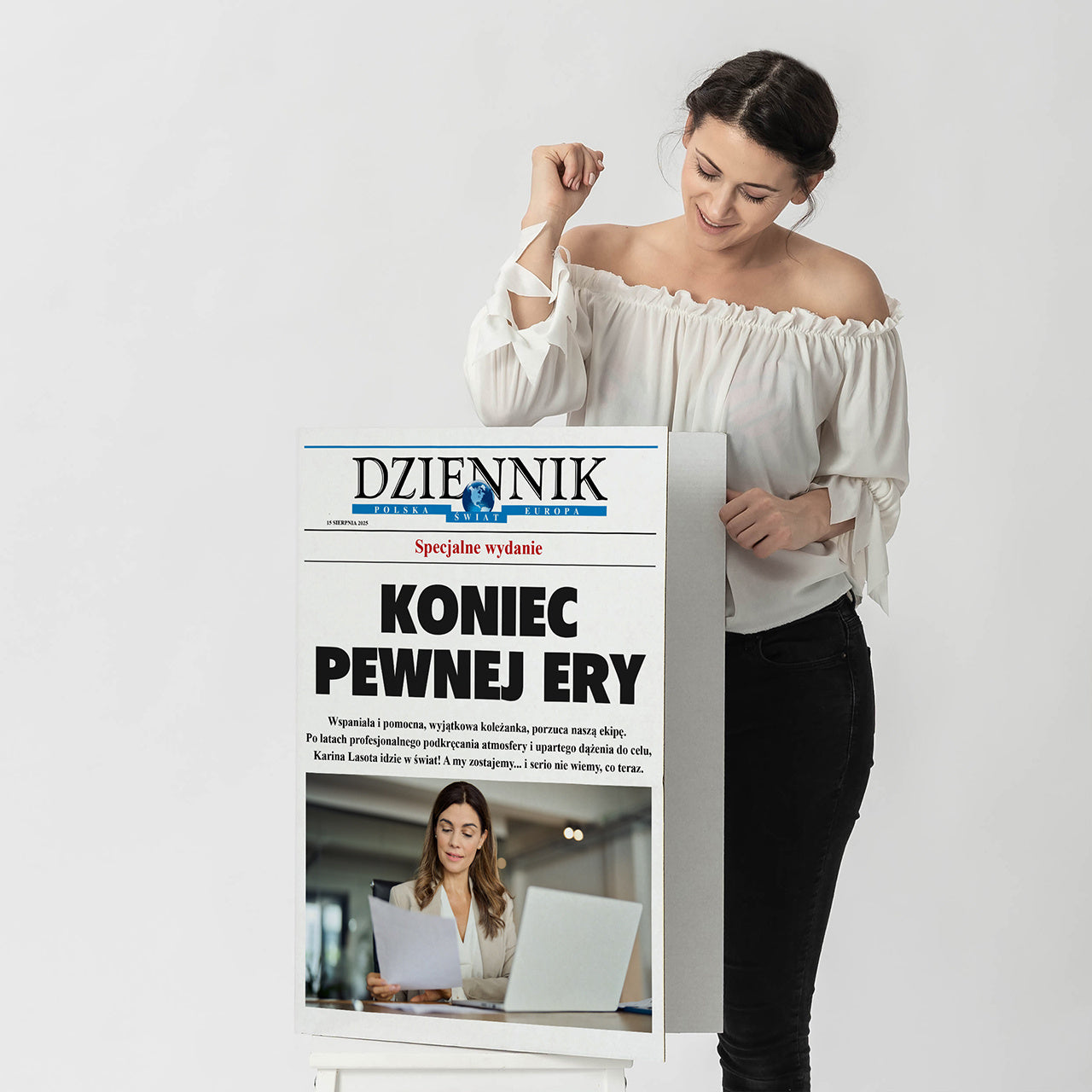 Duża kartka ze zdjęciem - prezent na odejście z pracy upominek na odejście z pracy kartka personalizowana