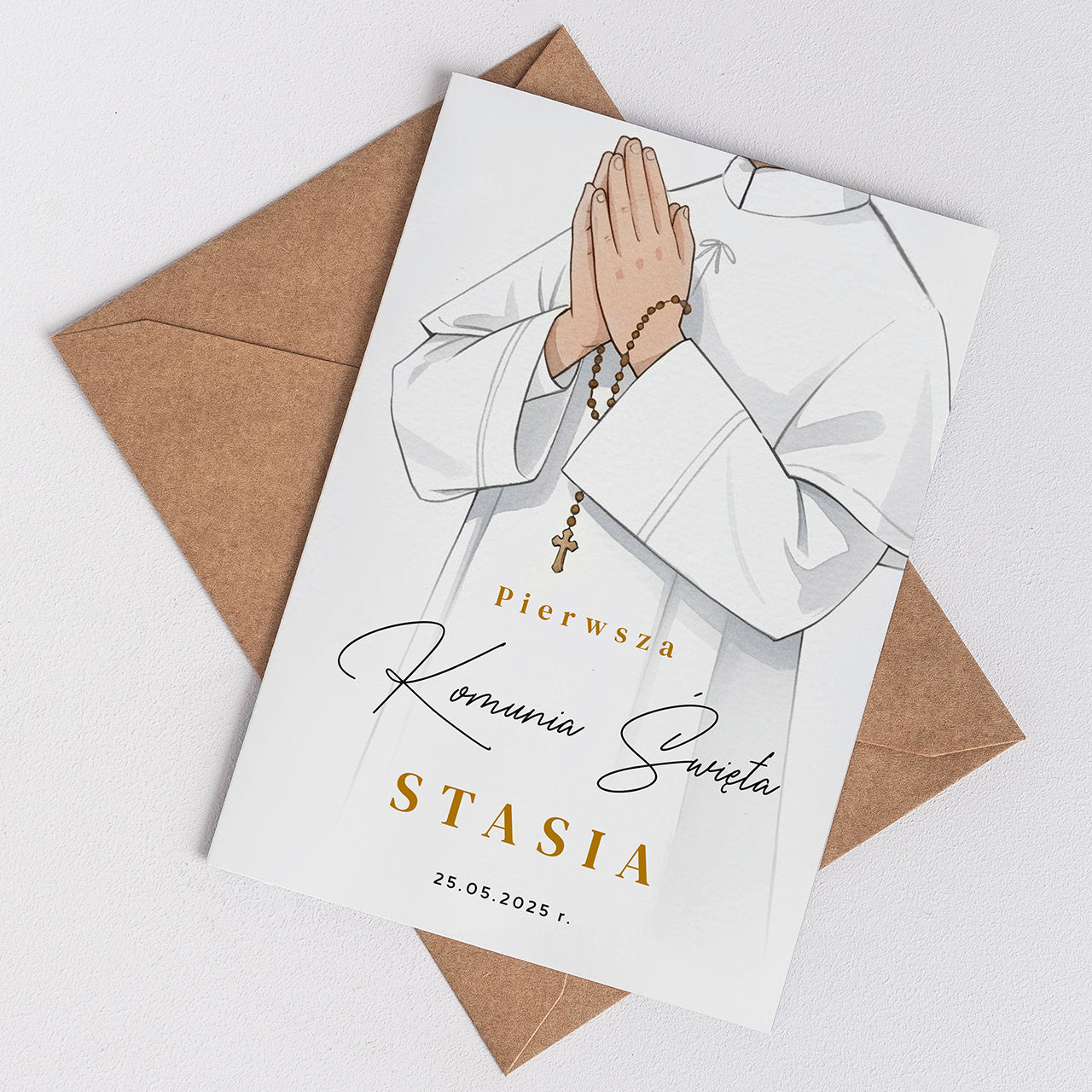 Personalizowana kartka komunijna - upominek na komunię dla chłopca upominek komunijny prezent na Pierwszą Komunię