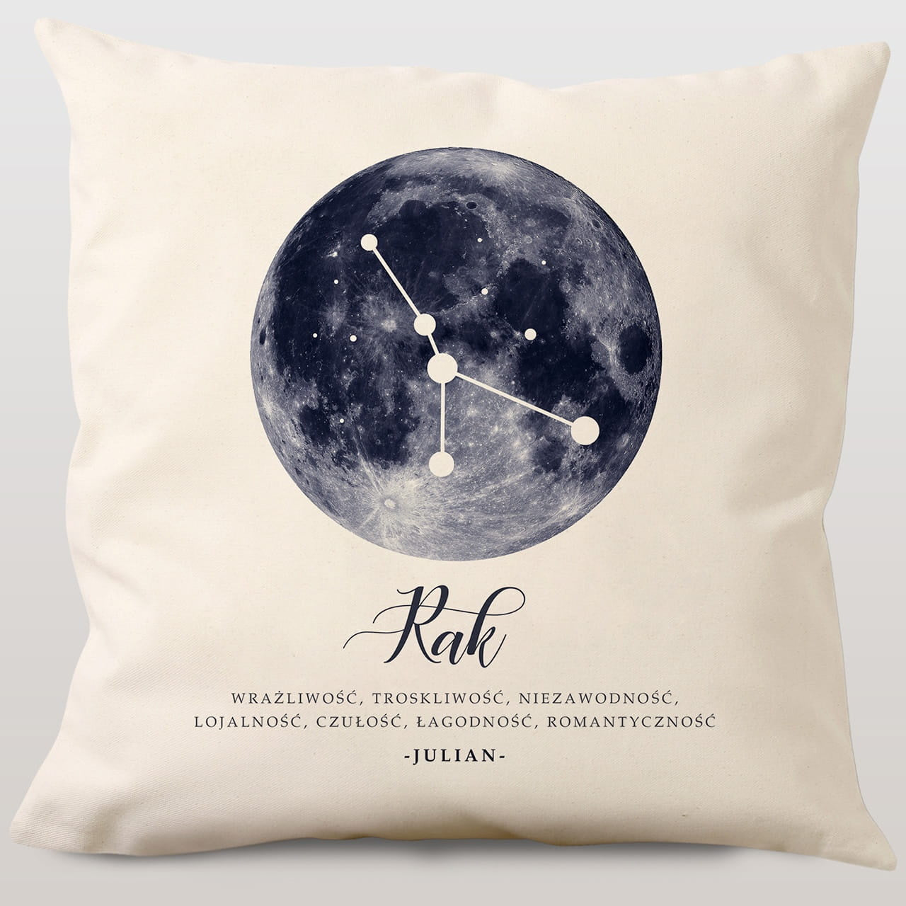 Poduszka ze znakiem zodiaku - rak, prezent dla raka astrologiczny prezent poduszka z nadrukiem Rak 