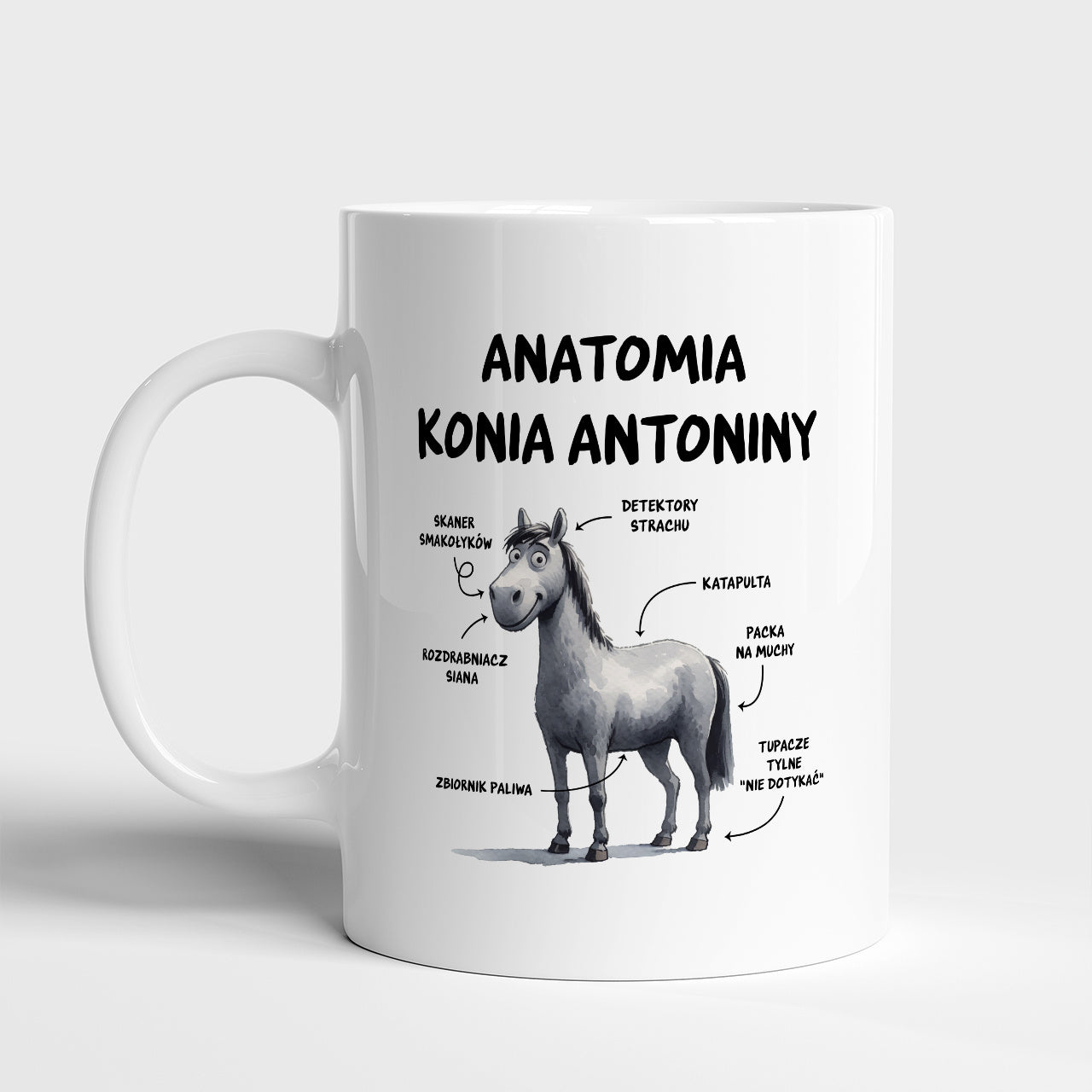 Zabawny kubek - Anatomia Konia - prezent dla koniarza śmieszny kubek na prezent dla koniarza