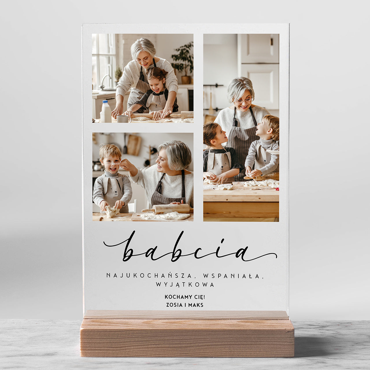 Personalizowana statuetka ze zdjęciami dla babci