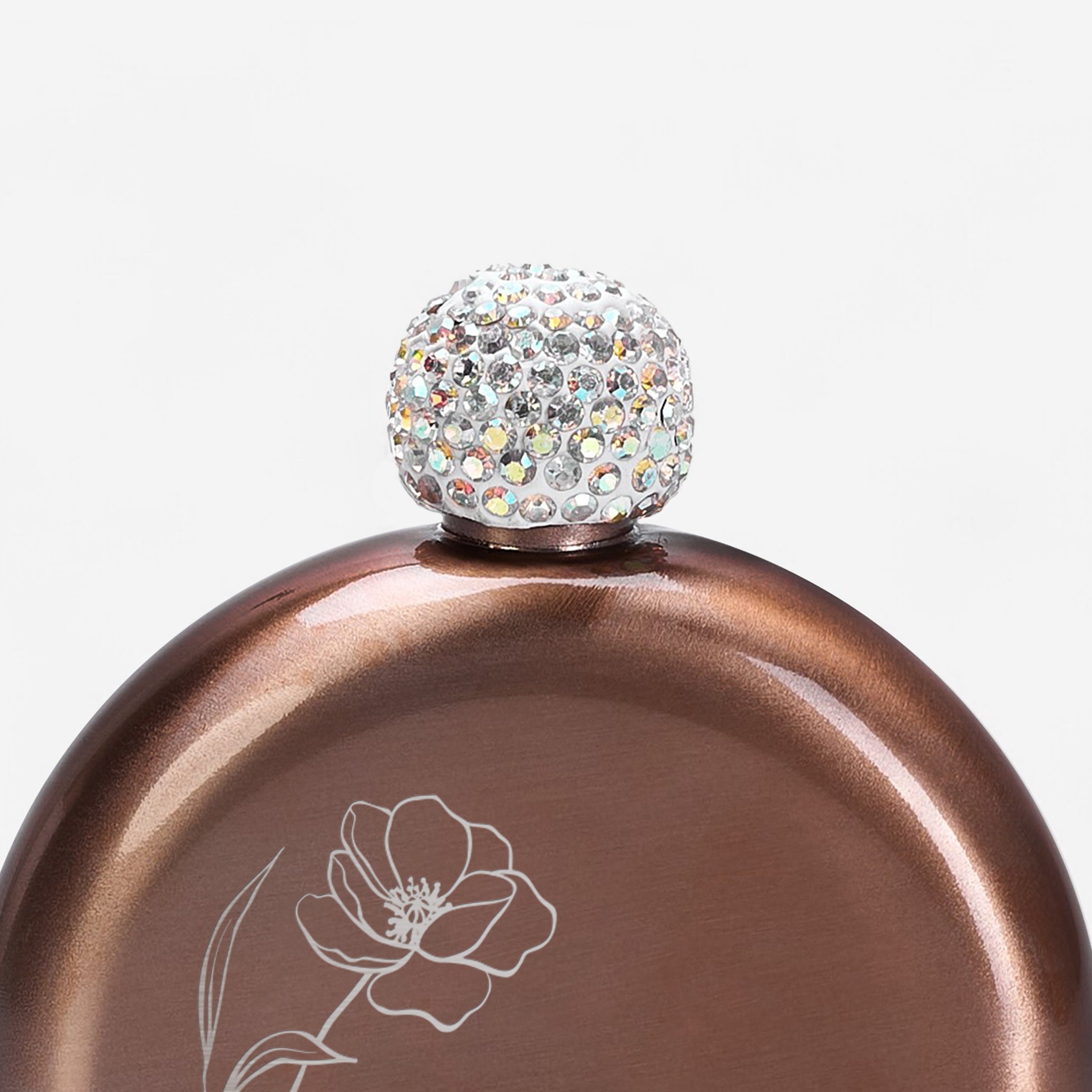 Elegancka piersiówka z imieniem dla kobiety - kwiat