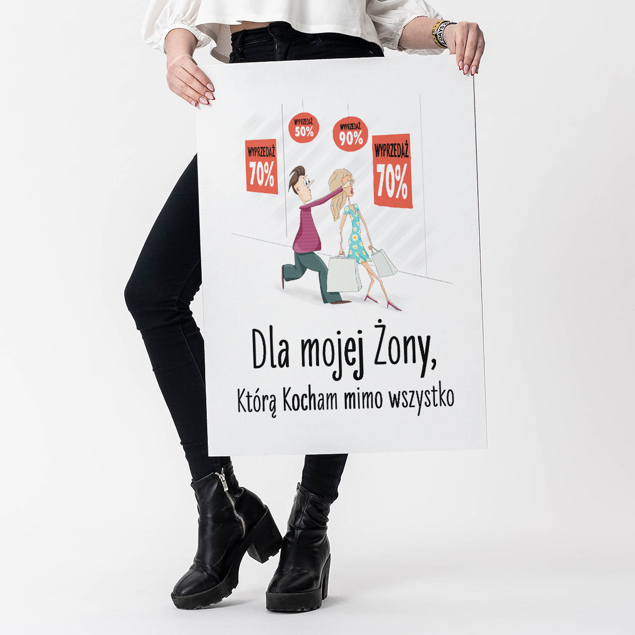 Kartka personalizowana xxl dla zakupoholiczki prezent dla żony prezent na urodziny dla żony personalizowana kartka