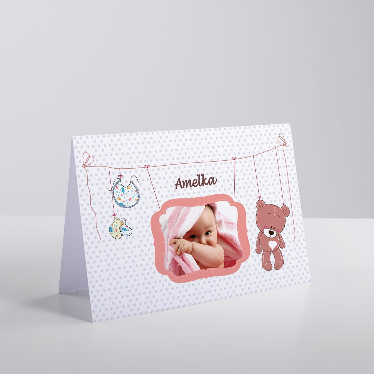 Kartka A4 na Narodziny Dziecka - misio prezent na narodziny dziecka