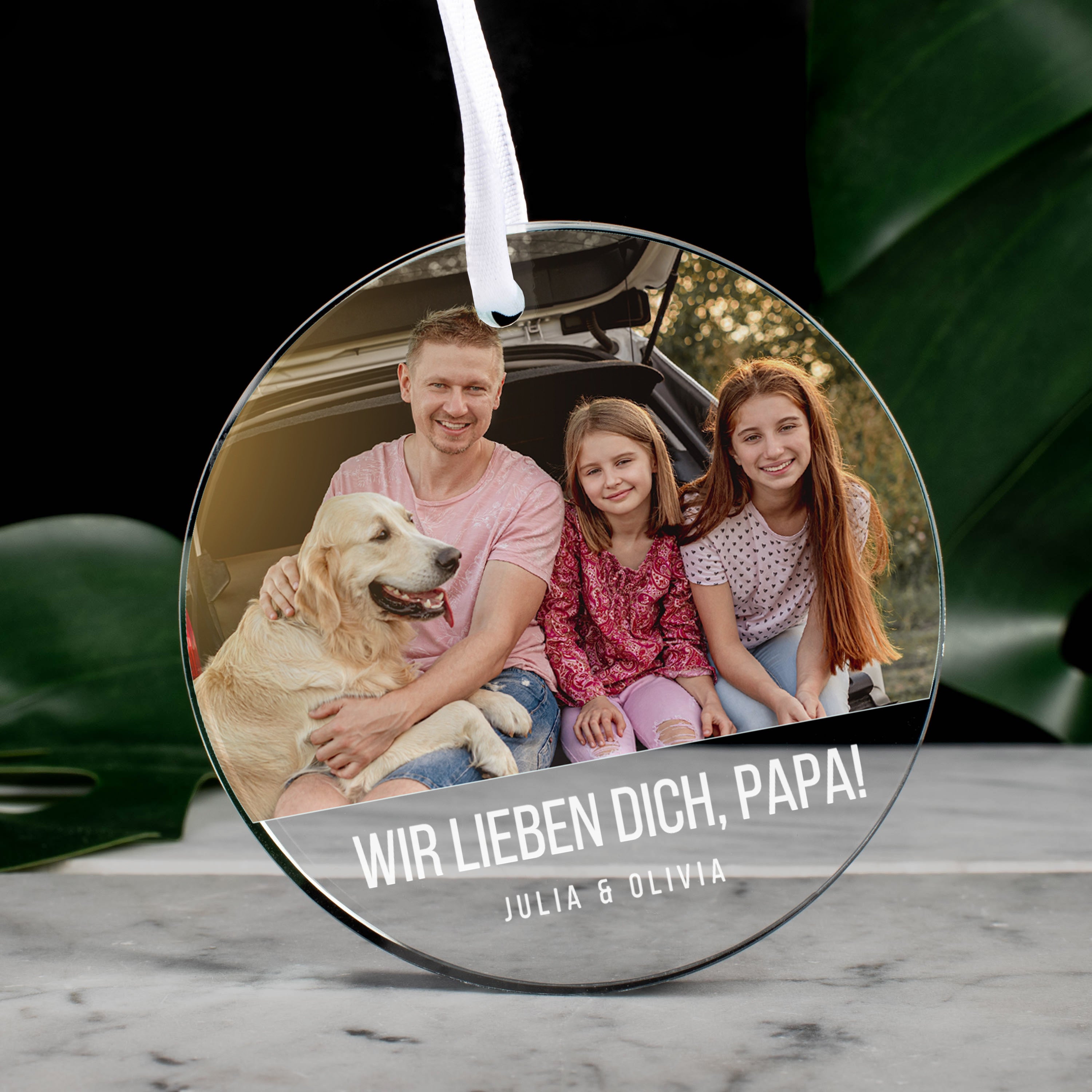 Glasanhänger mit Foto – Geschenk für Papa