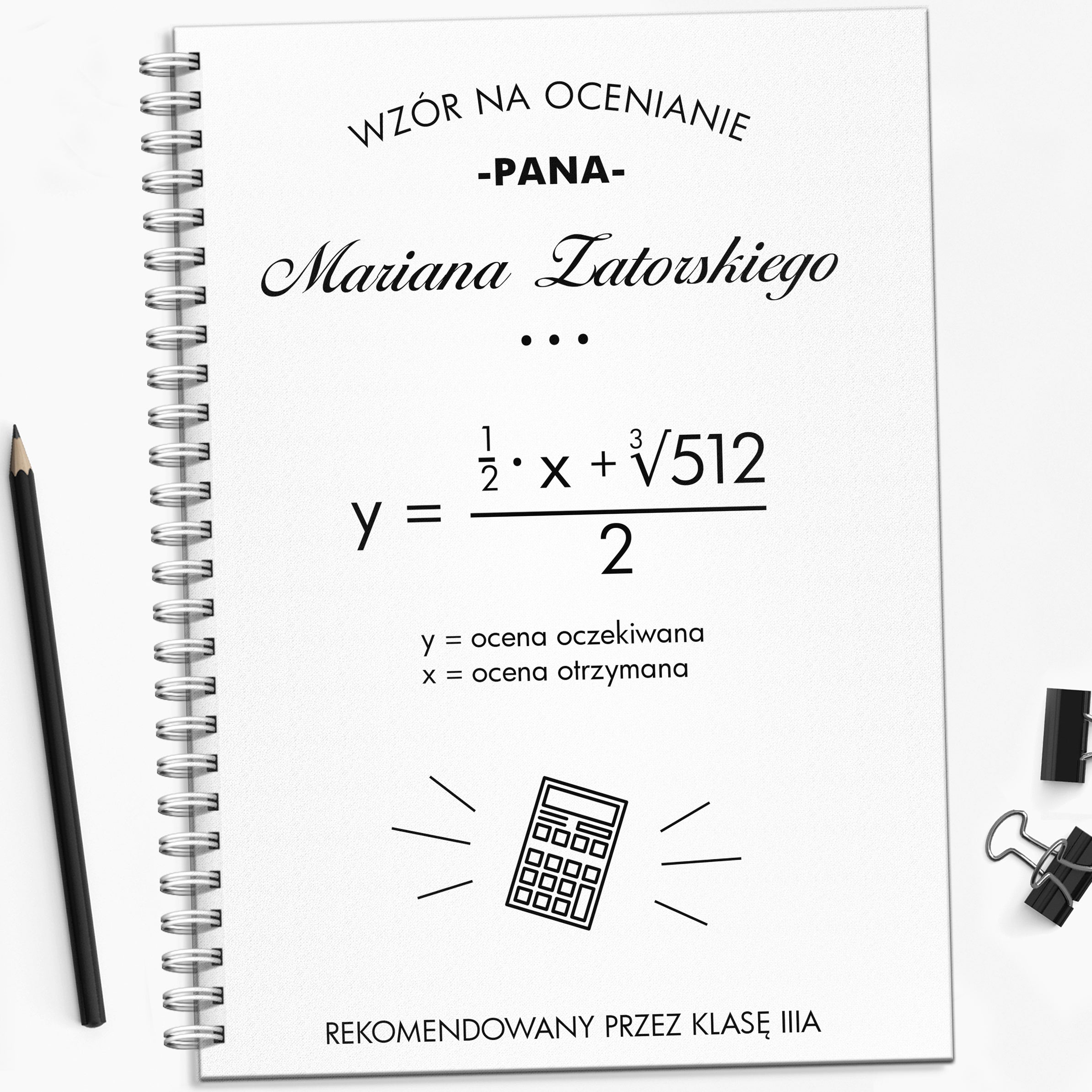 Notatnik dla nauczyciela matematyki - wzór na ocenianie prezent dla nauczyciela upominek dla nauczyciela
