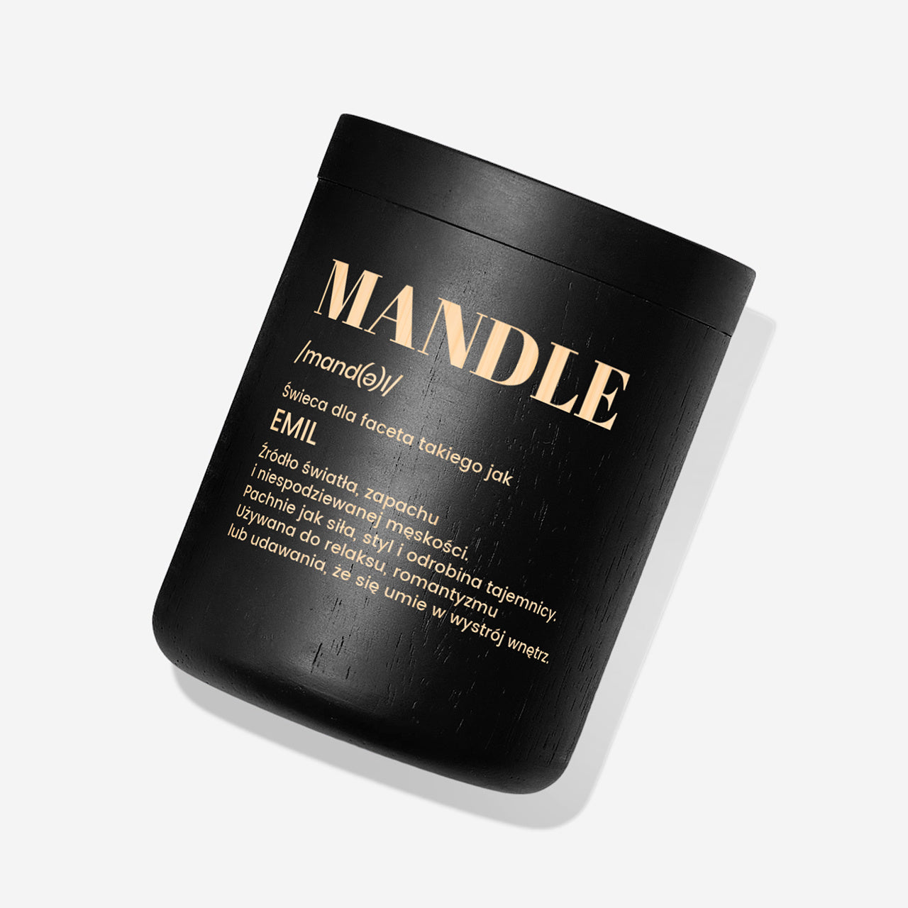 Grawerowana świeca dla chłopaka – mandle prezent dla chłopaka świeca z grawerem