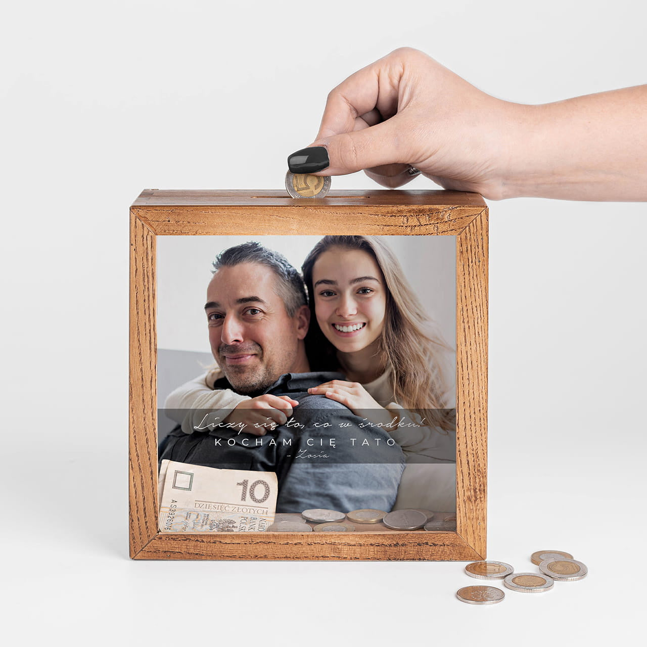 Personalizowana skarbonka ze zdjęciem - prezent na Dzień Ojca prezent dla taty skarbonka dla taty