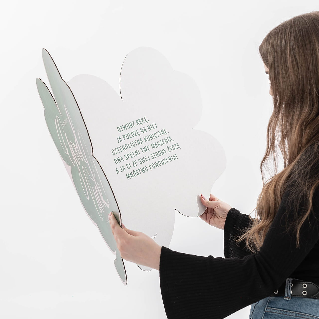 Duża kartka xxl na szczęście Czterolistna Koniczyna