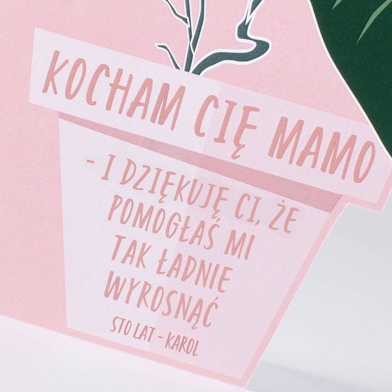 Oryginalna kartka dla mamy na Dzień Mamy - monstera