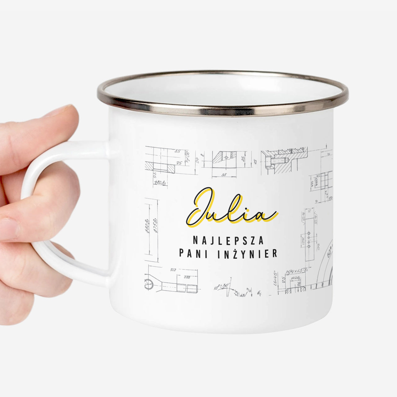 Personalizowany kubek emaliowany - prezent dla Pani inżynier
