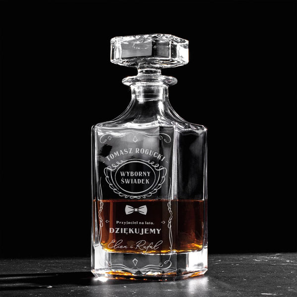 Grawerowana karafka - prezent dla świadka karafka na whisky podziękowanie dla świadka