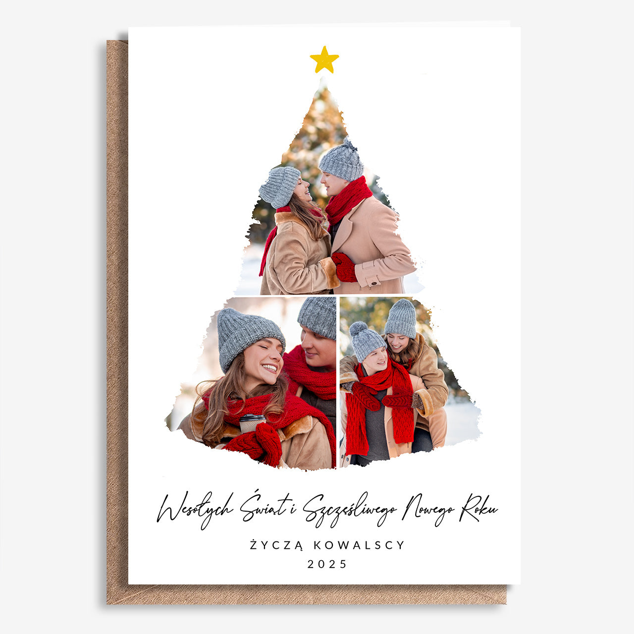 Świąteczna kartka z choinką - ze zdjęciami