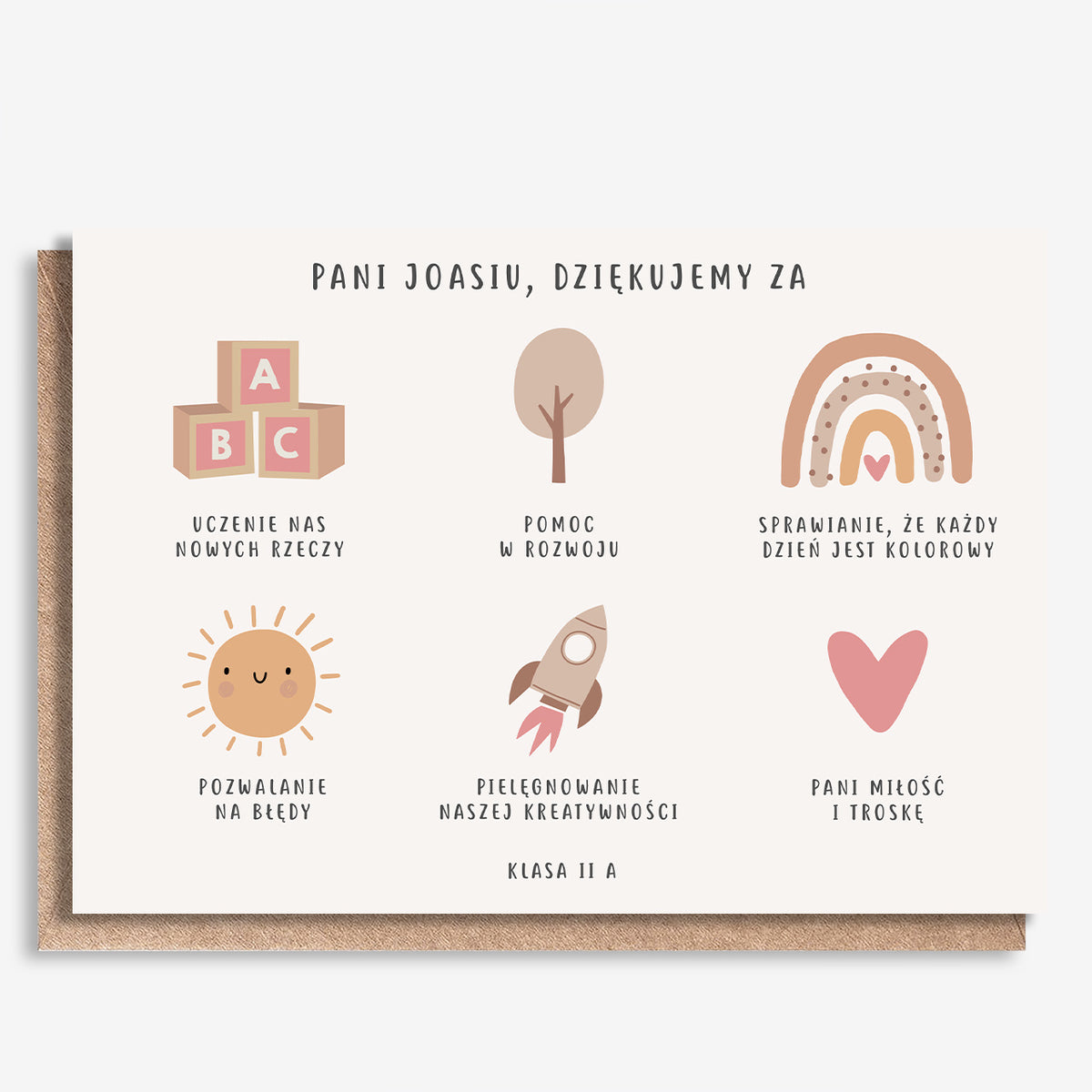 Karta personalizowana - podziękowanie dla przedszkolanki kartka dla przedszkolanki na koniec roku