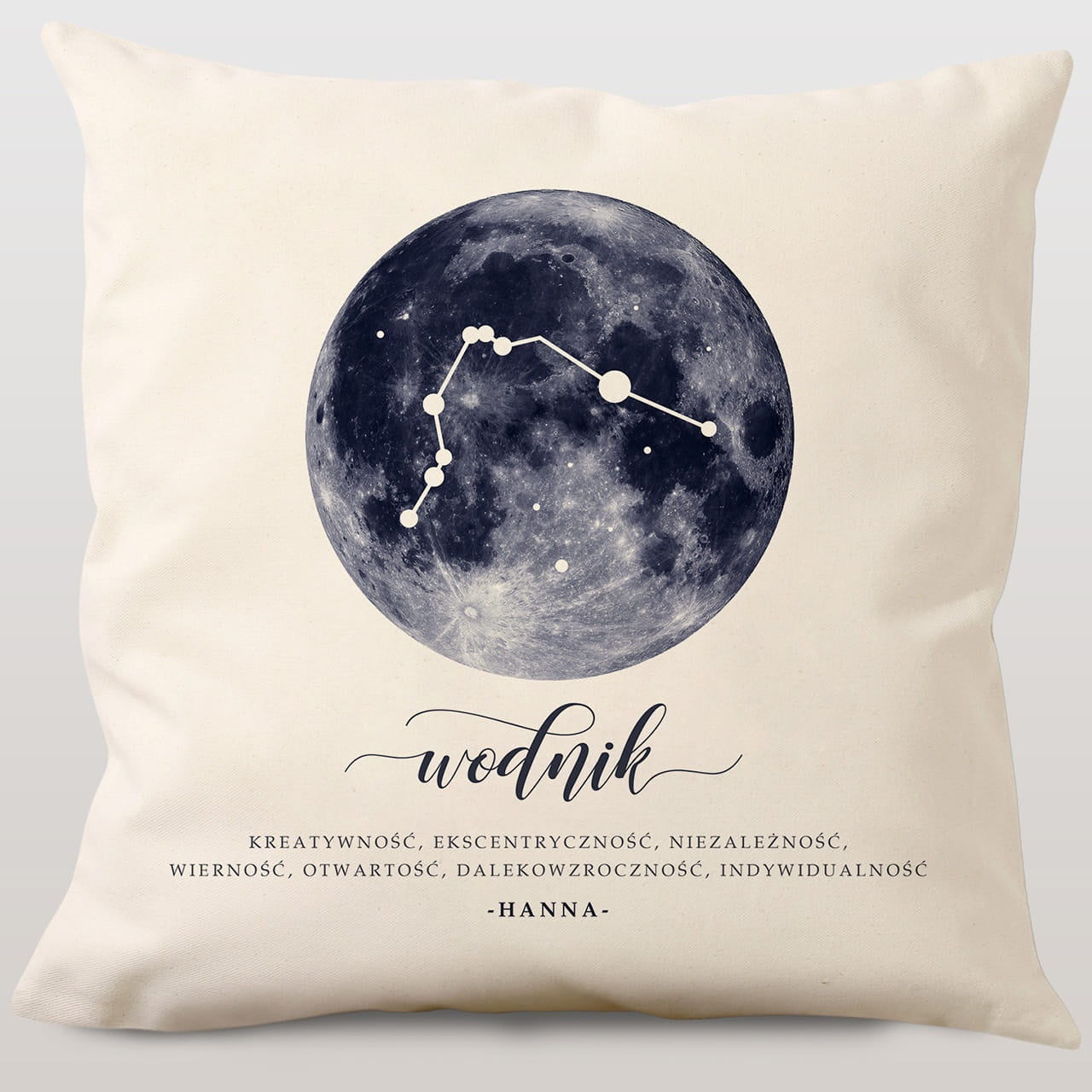 Poduszka ze znakiem zodiaku - wodnik prezent dla wodnika astrologiczny prezent poduszka z nadrukiem Wodnik