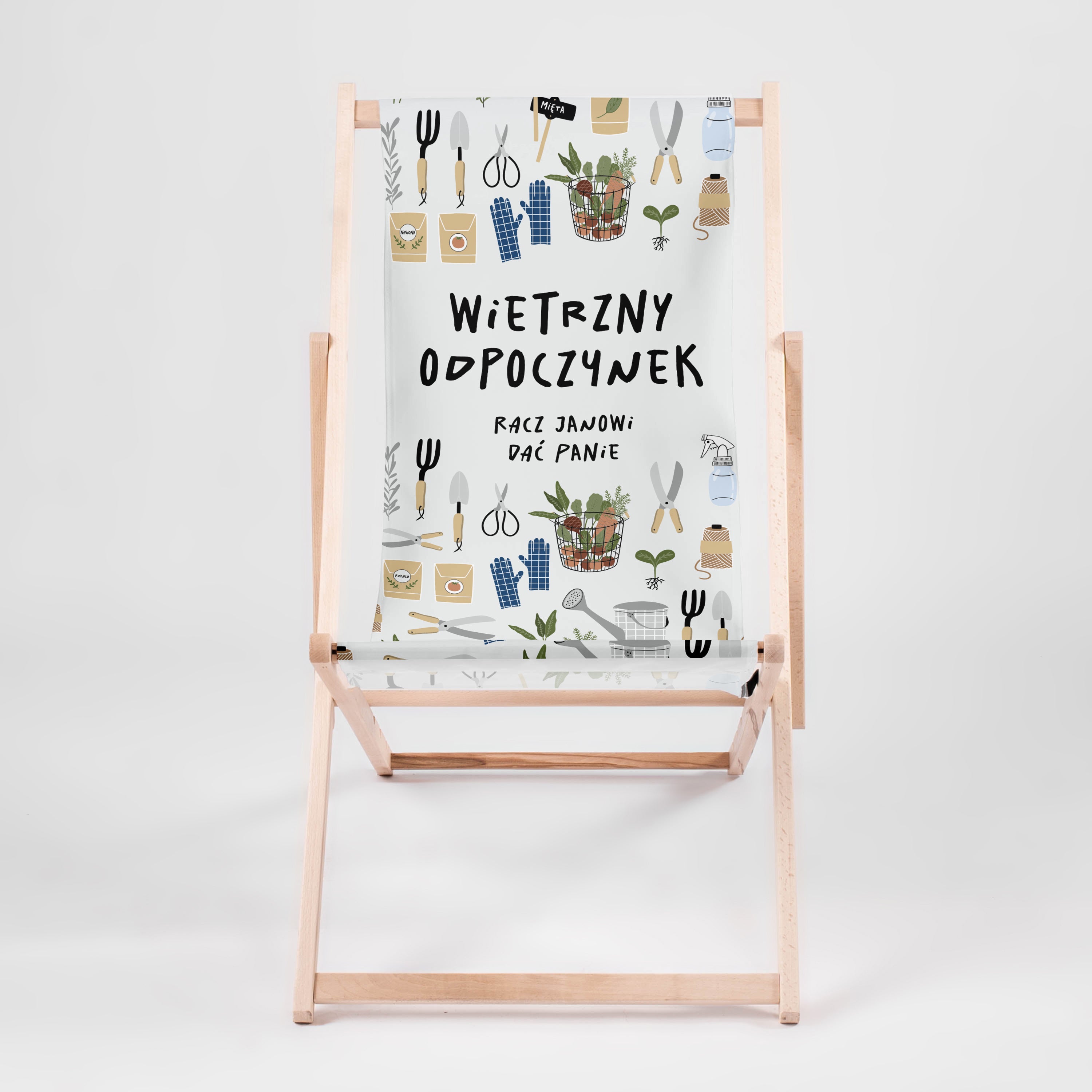 Leżak ze śmiesznym nadrukiem dla ogrodnika - wietrzny odpoczynek prezent dla ogrodnika prezent dla działkowca