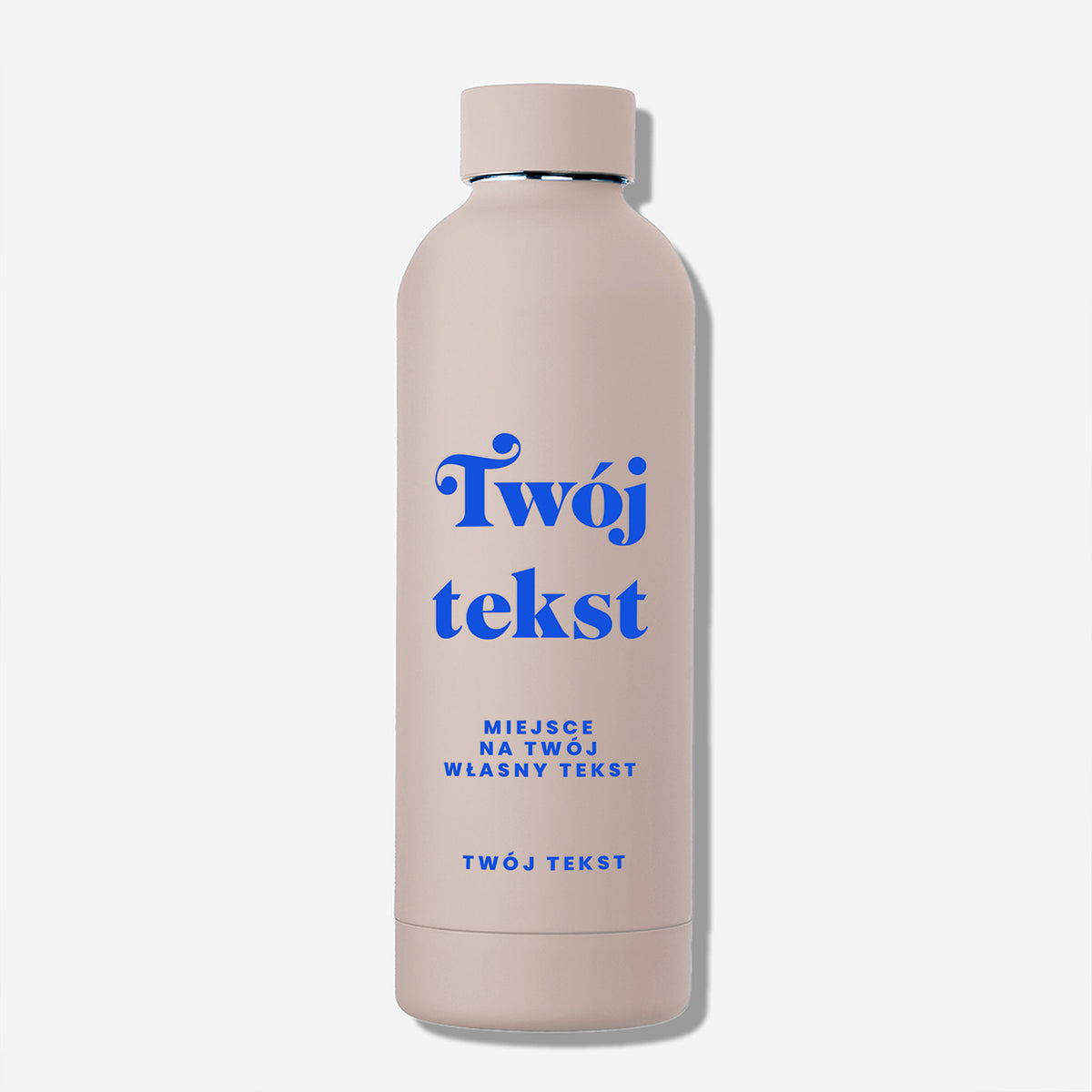 Różowa butelka termiczna z własnym projektem - twój tekst